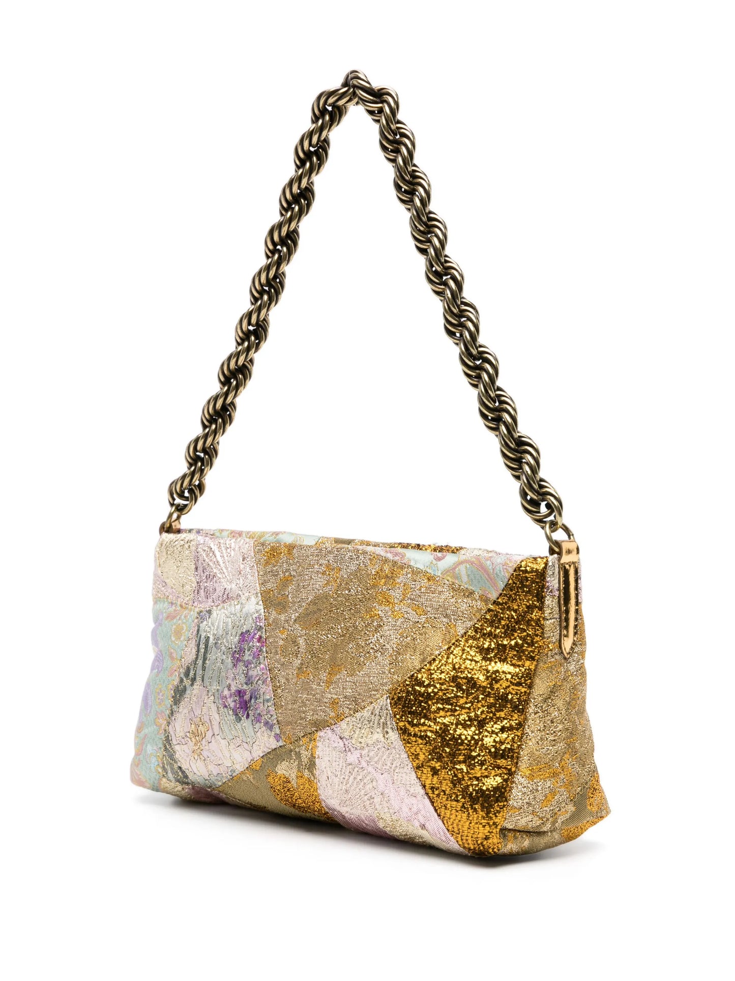 patchwork jacquard shoulder bag
