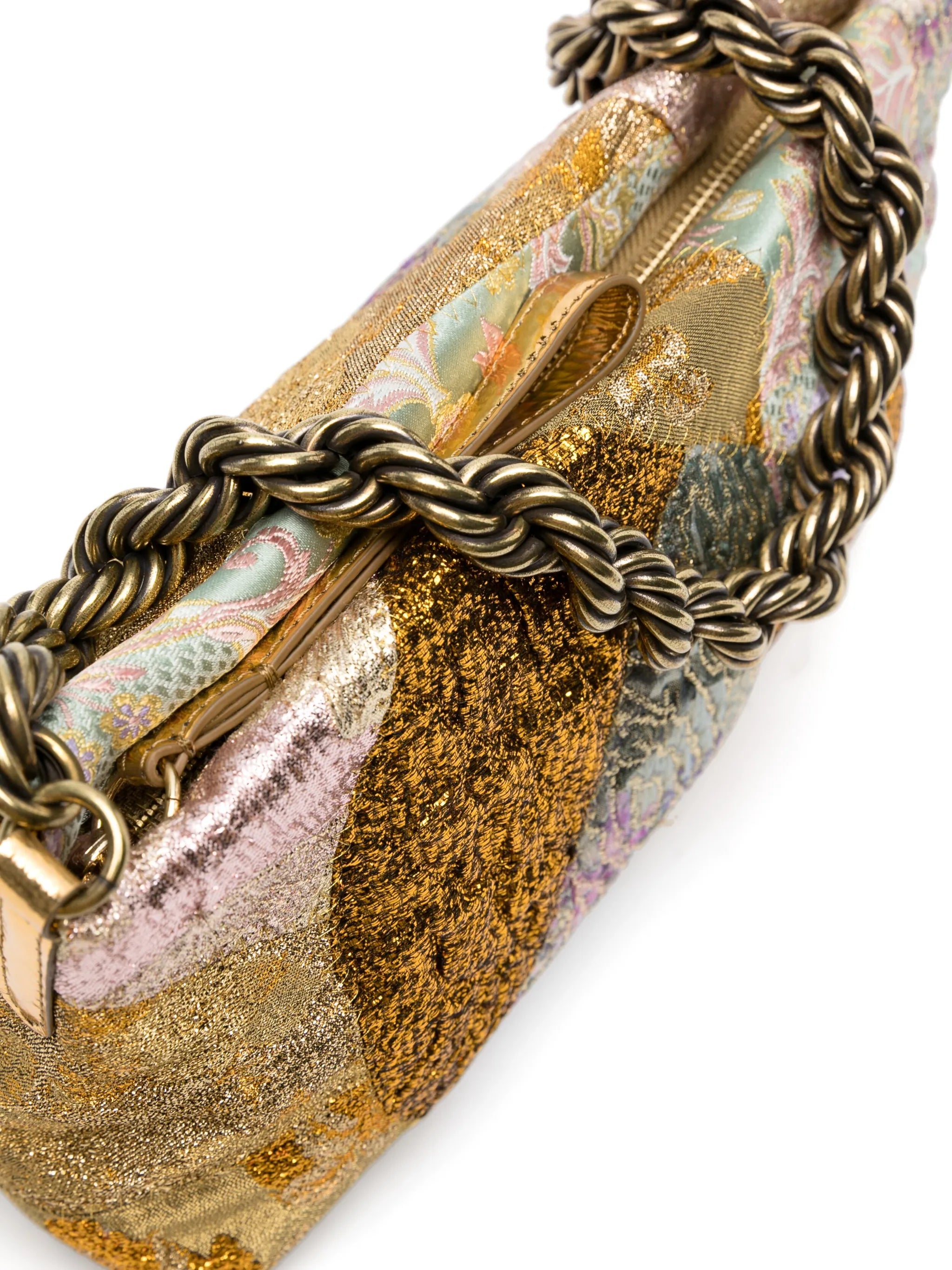 patchwork jacquard shoulder bag