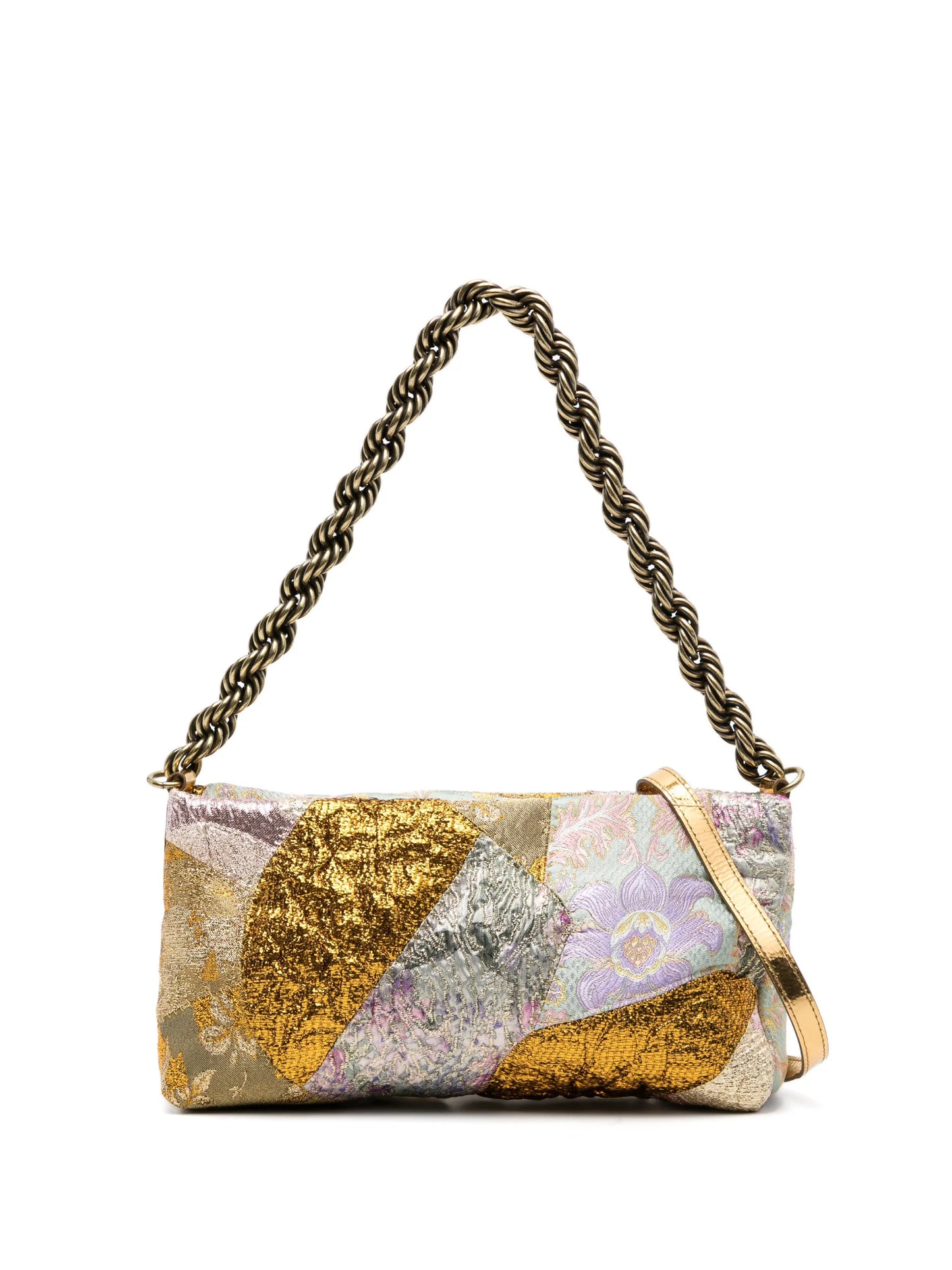 patchwork jacquard shoulder bag