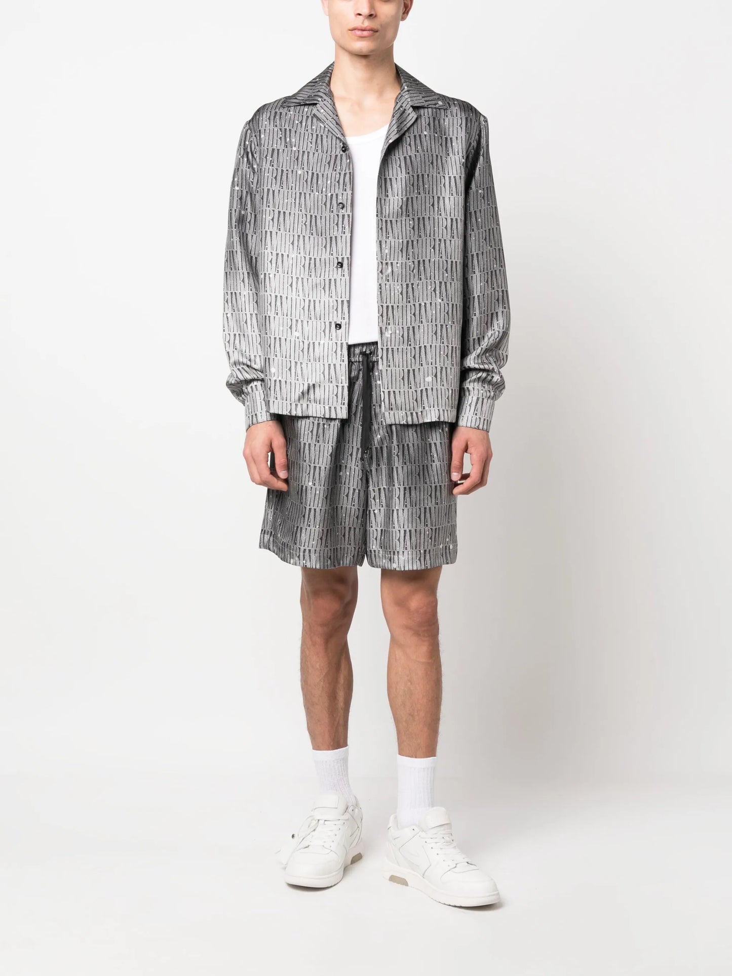 graphic-print drawstring shorts