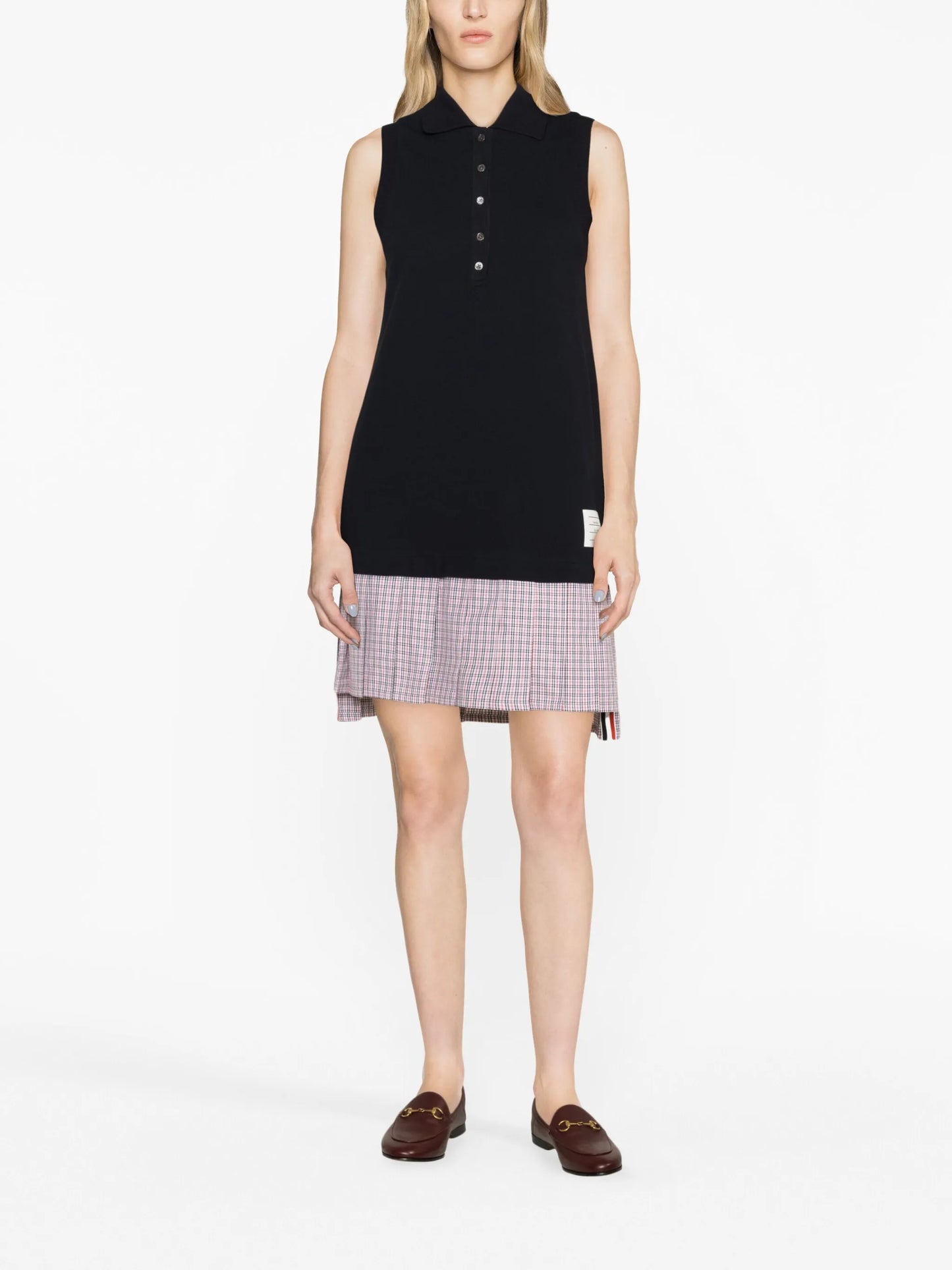pleated-skirt polo minidress