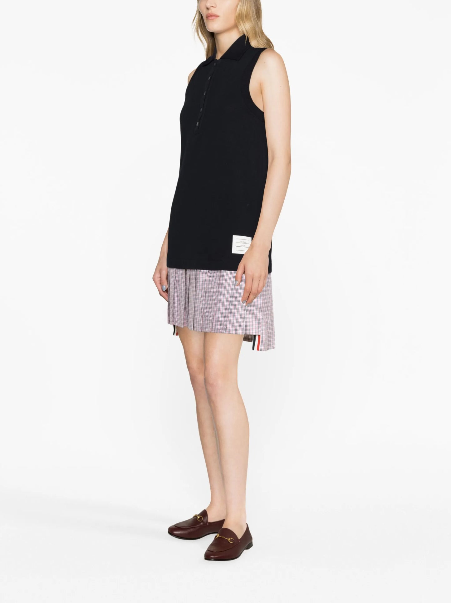 pleated-skirt polo minidress
