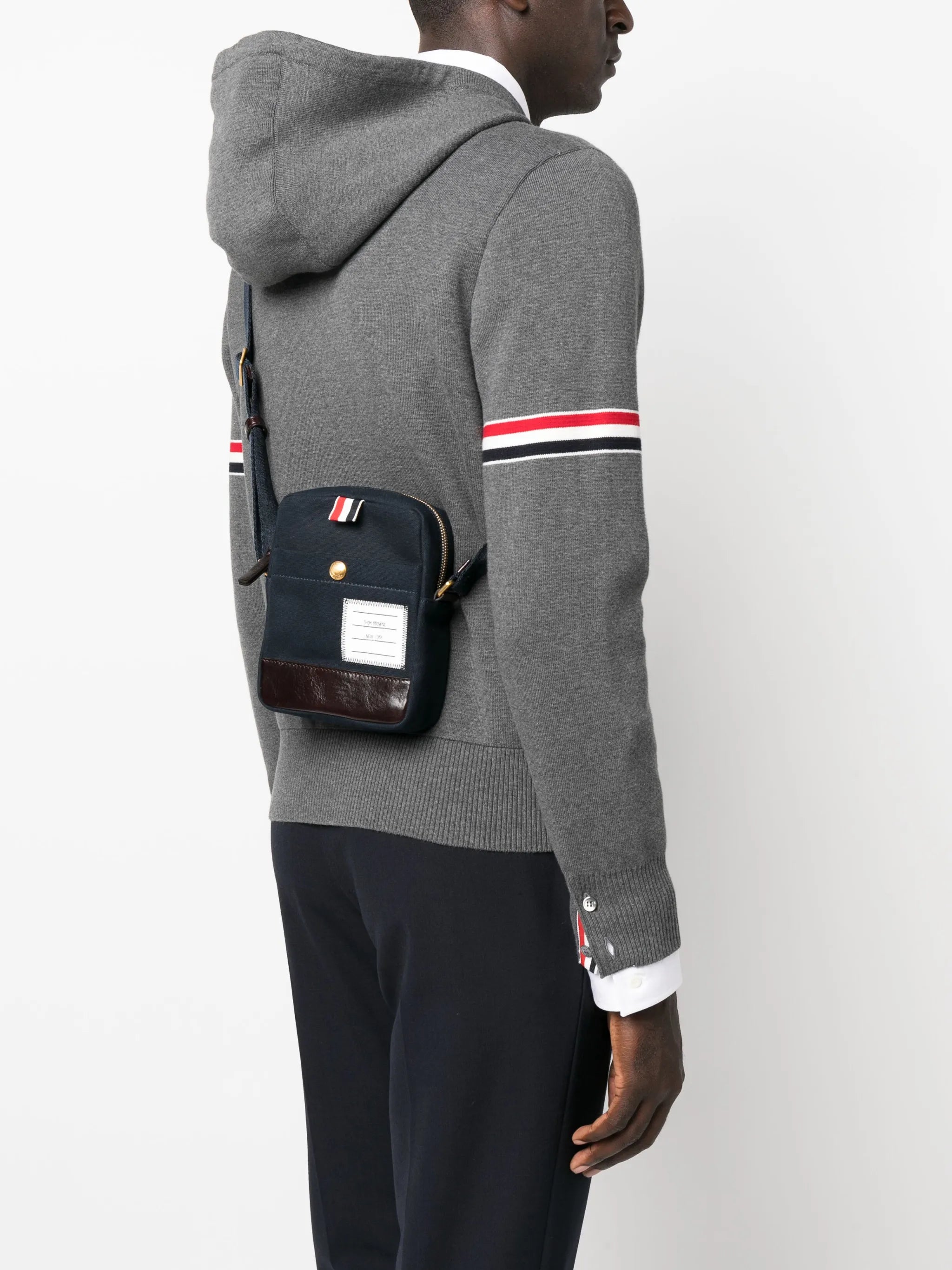 logo-patch canvas shoulder bag