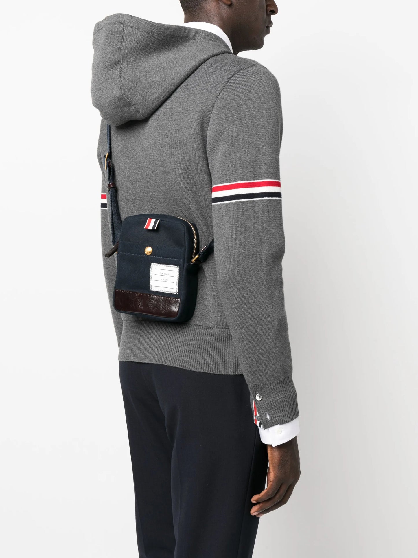 logo-patch canvas shoulder bag