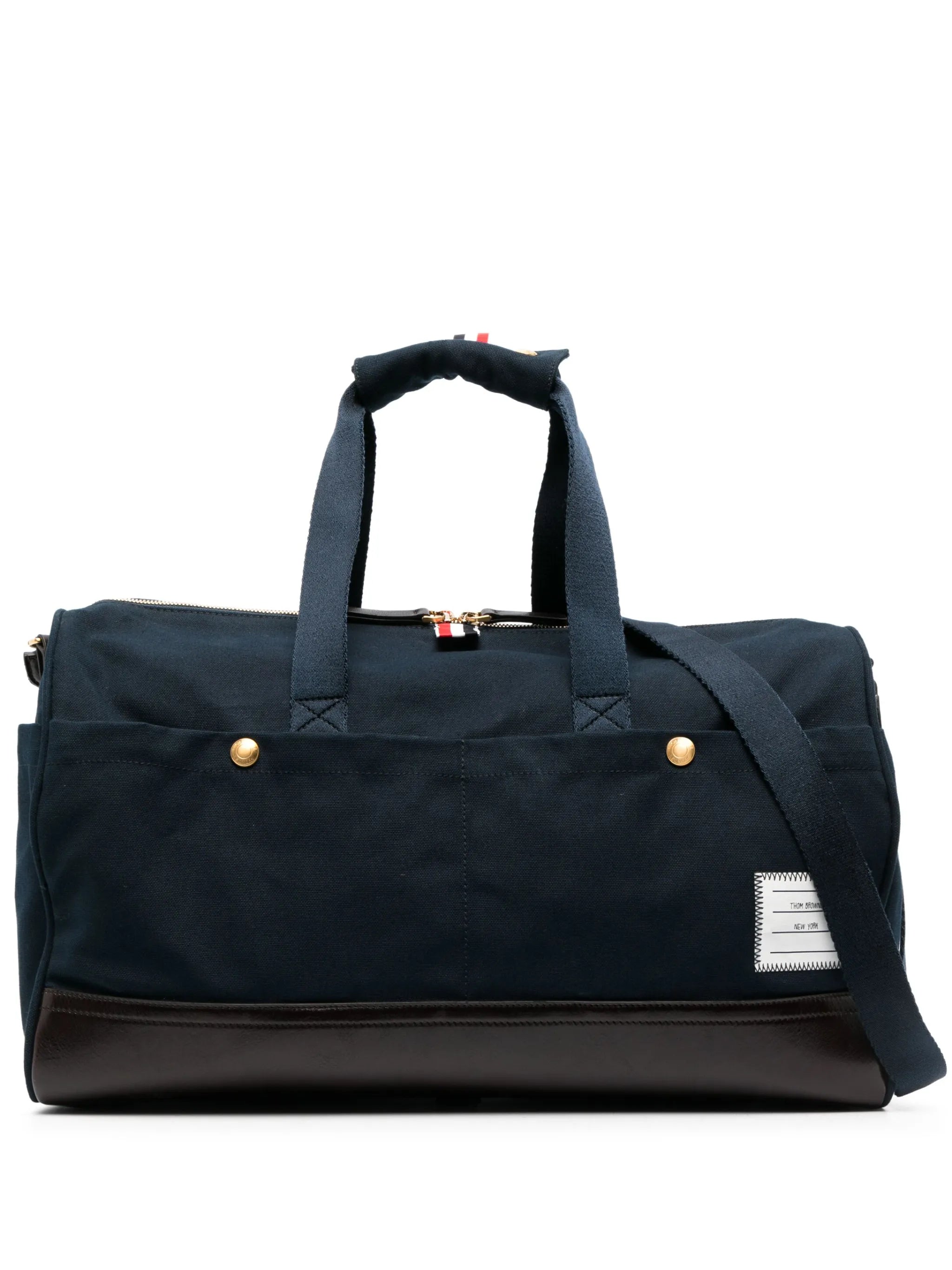 logo-patch cotton canvas duffle bag