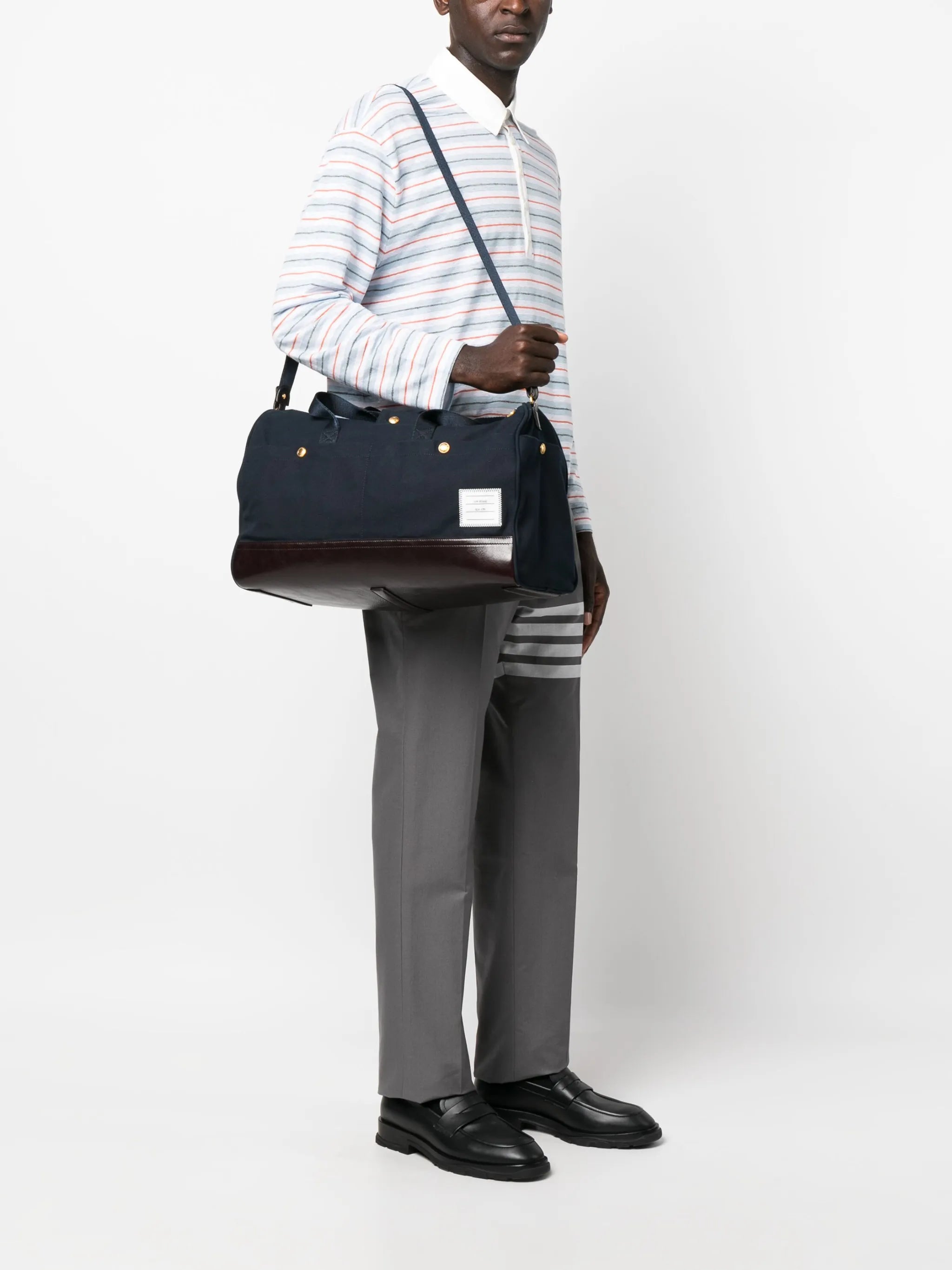 logo-patch cotton canvas duffle bag