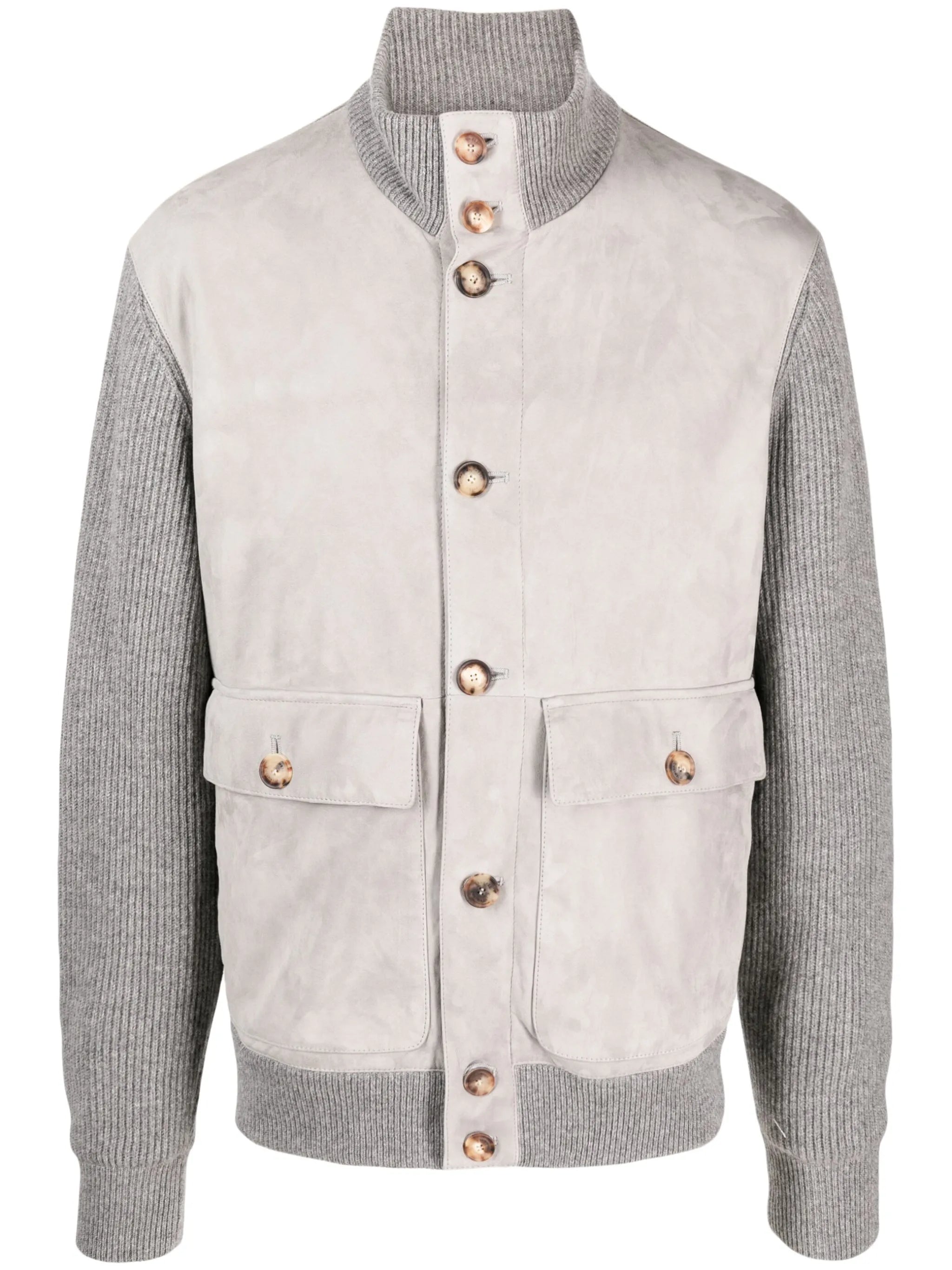 panelled suede-cashmere jacket