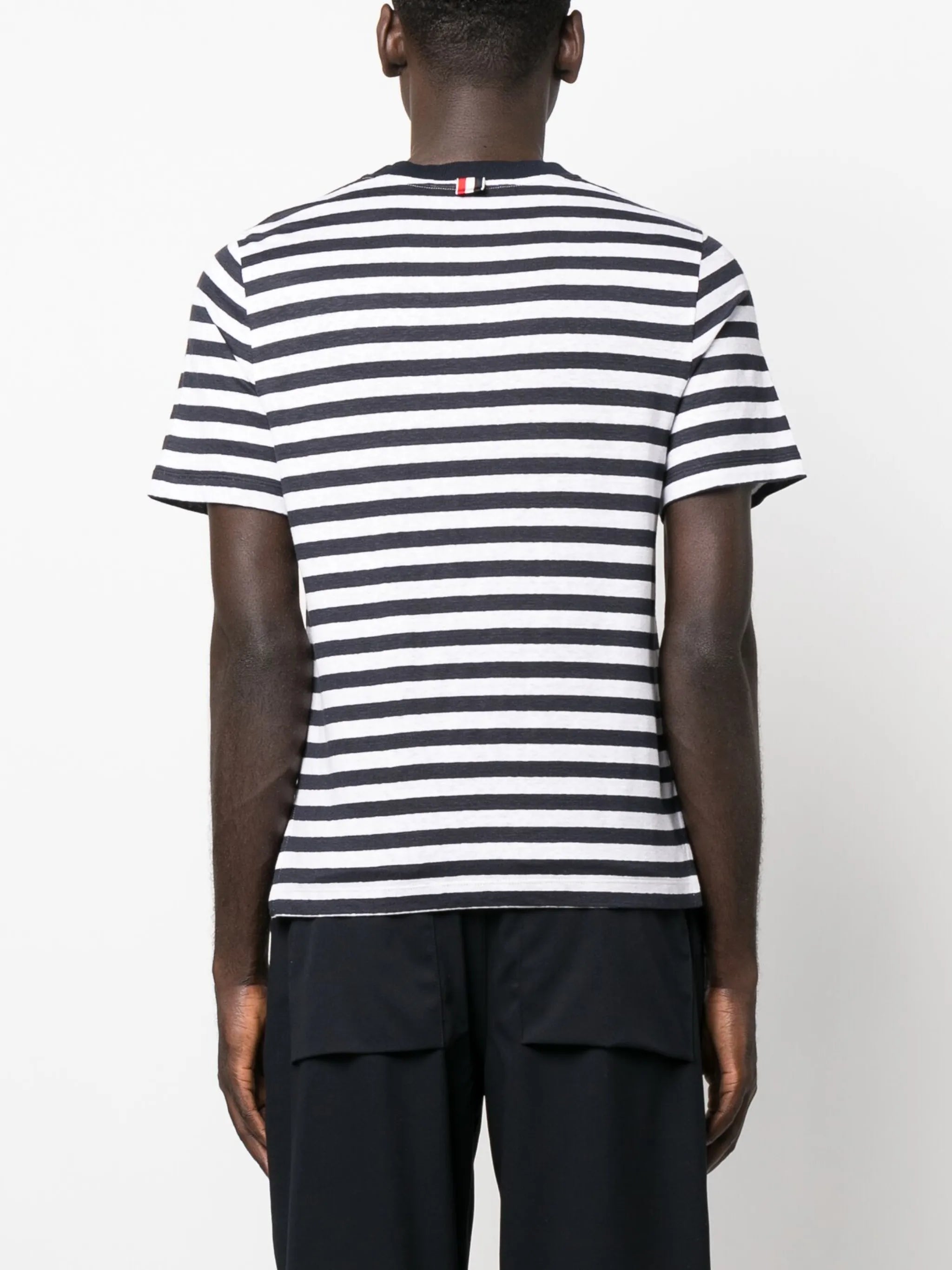 horizontal-stripe short-sleeve T-shirt