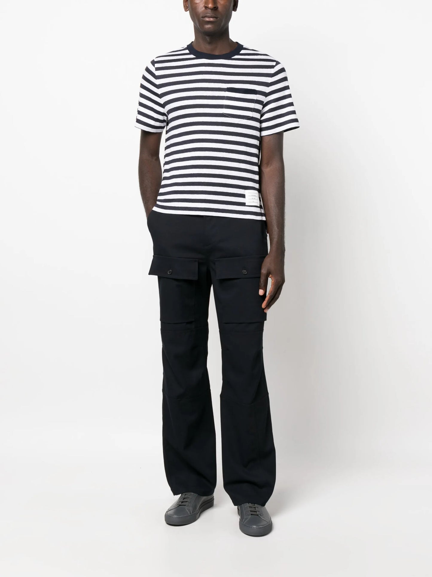 horizontal-stripe short-sleeve T-shirt