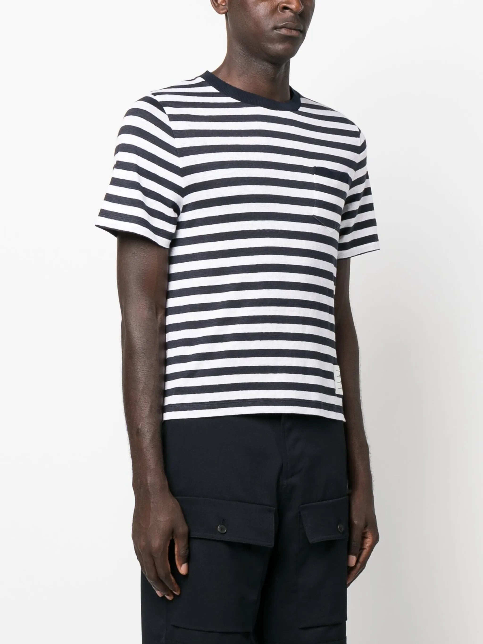 horizontal-stripe short-sleeve T-shirt