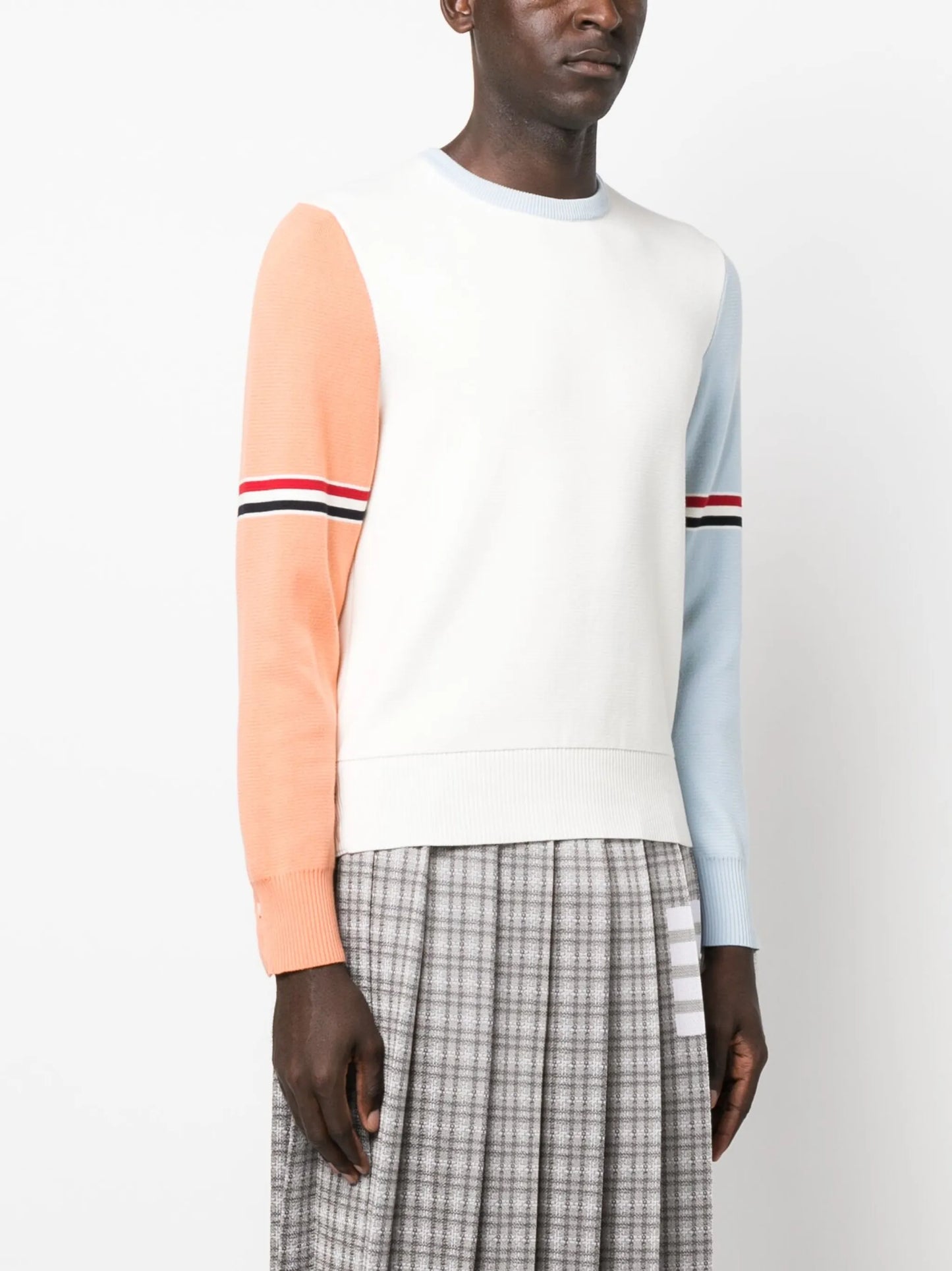 RWB-stripe crew-neck jumper