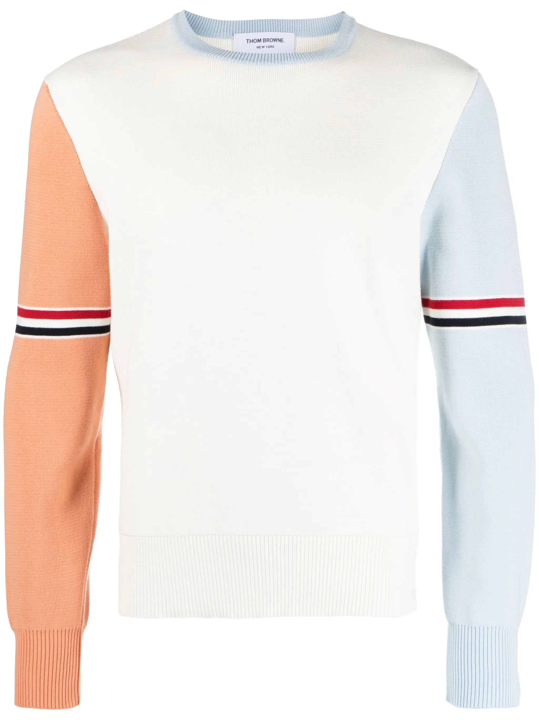 RWB-stripe crew-neck jumper