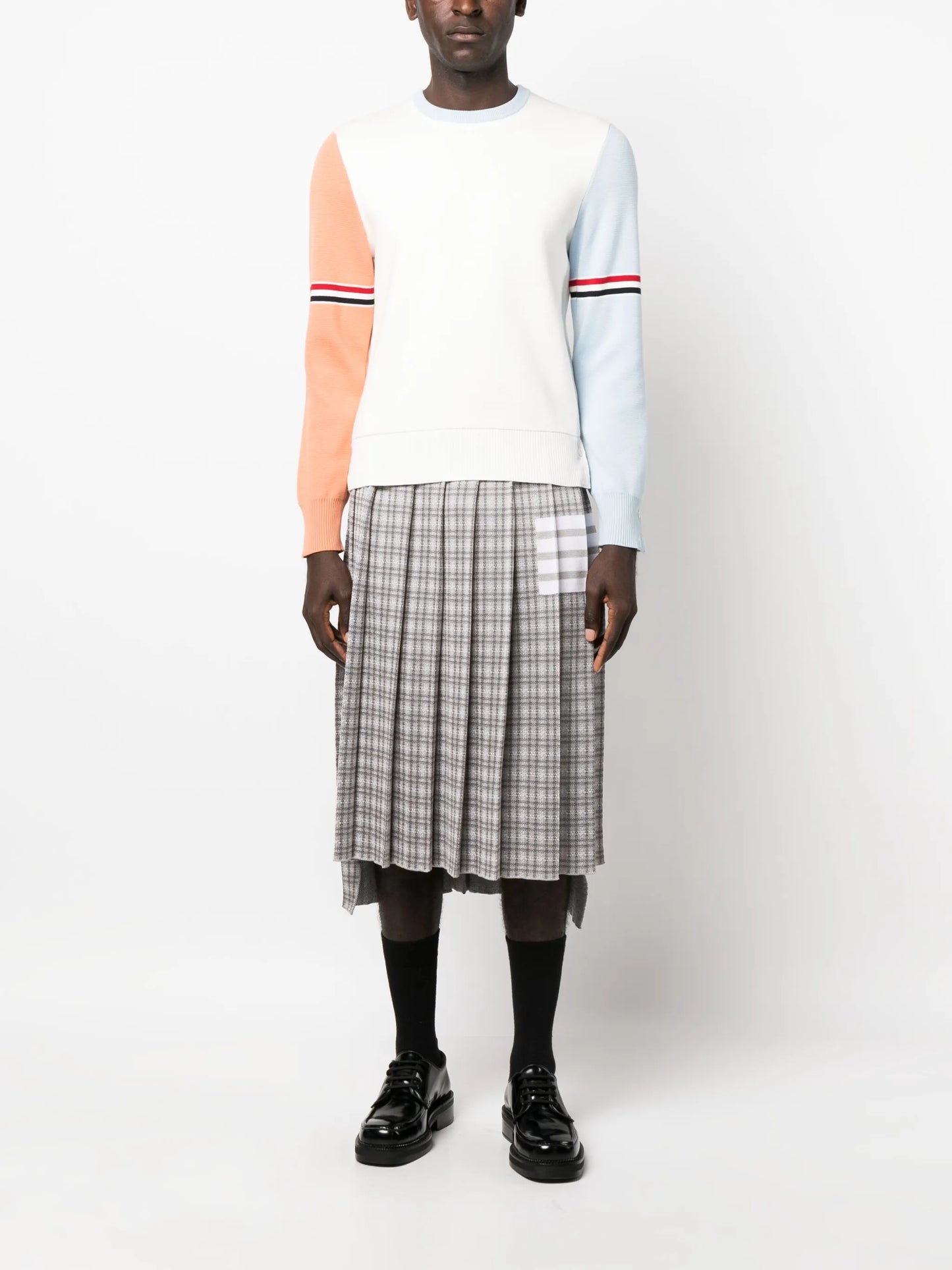 RWB-stripe crew-neck jumper