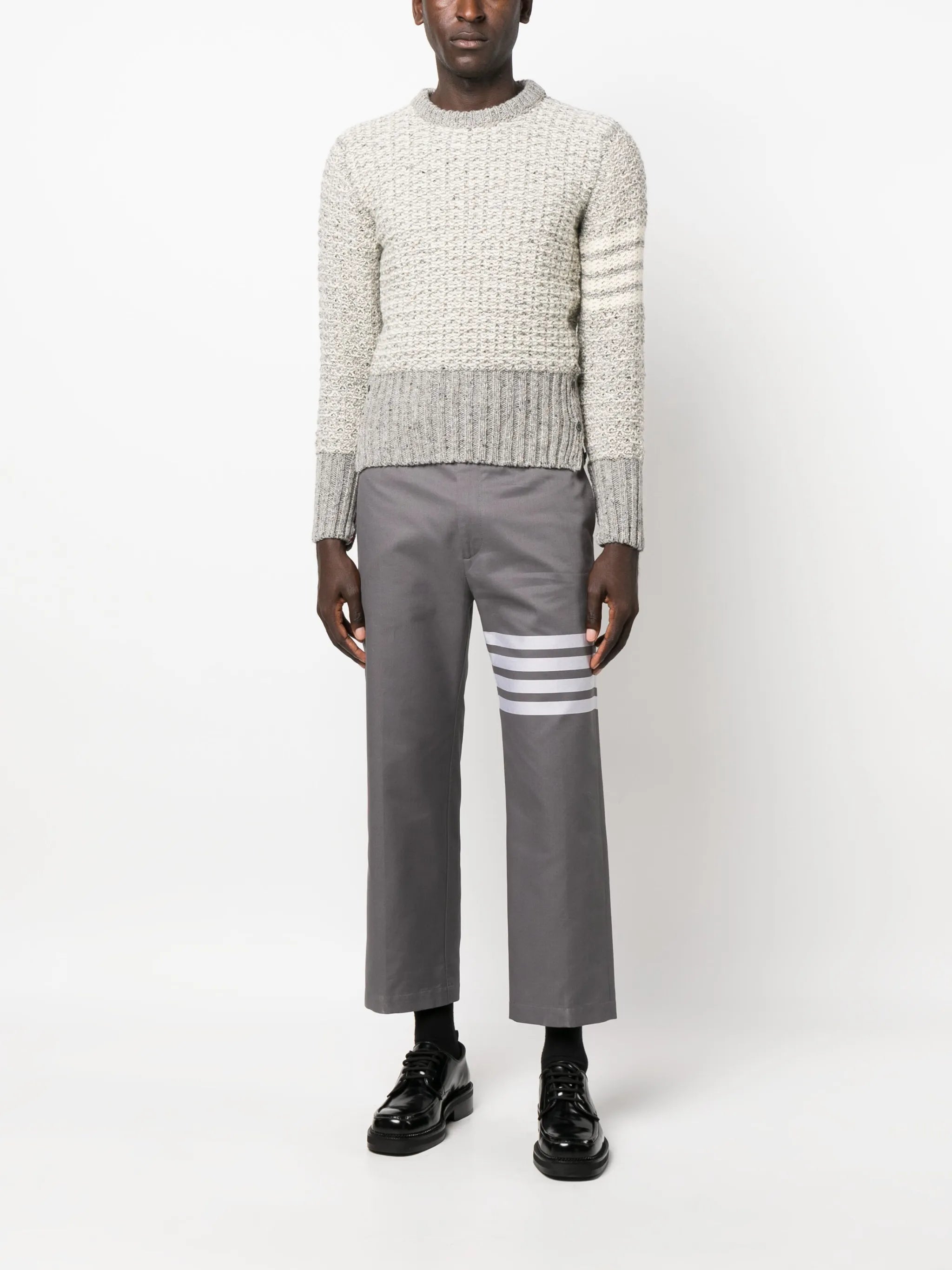 4-Bar stripe tuck-stitch jumper