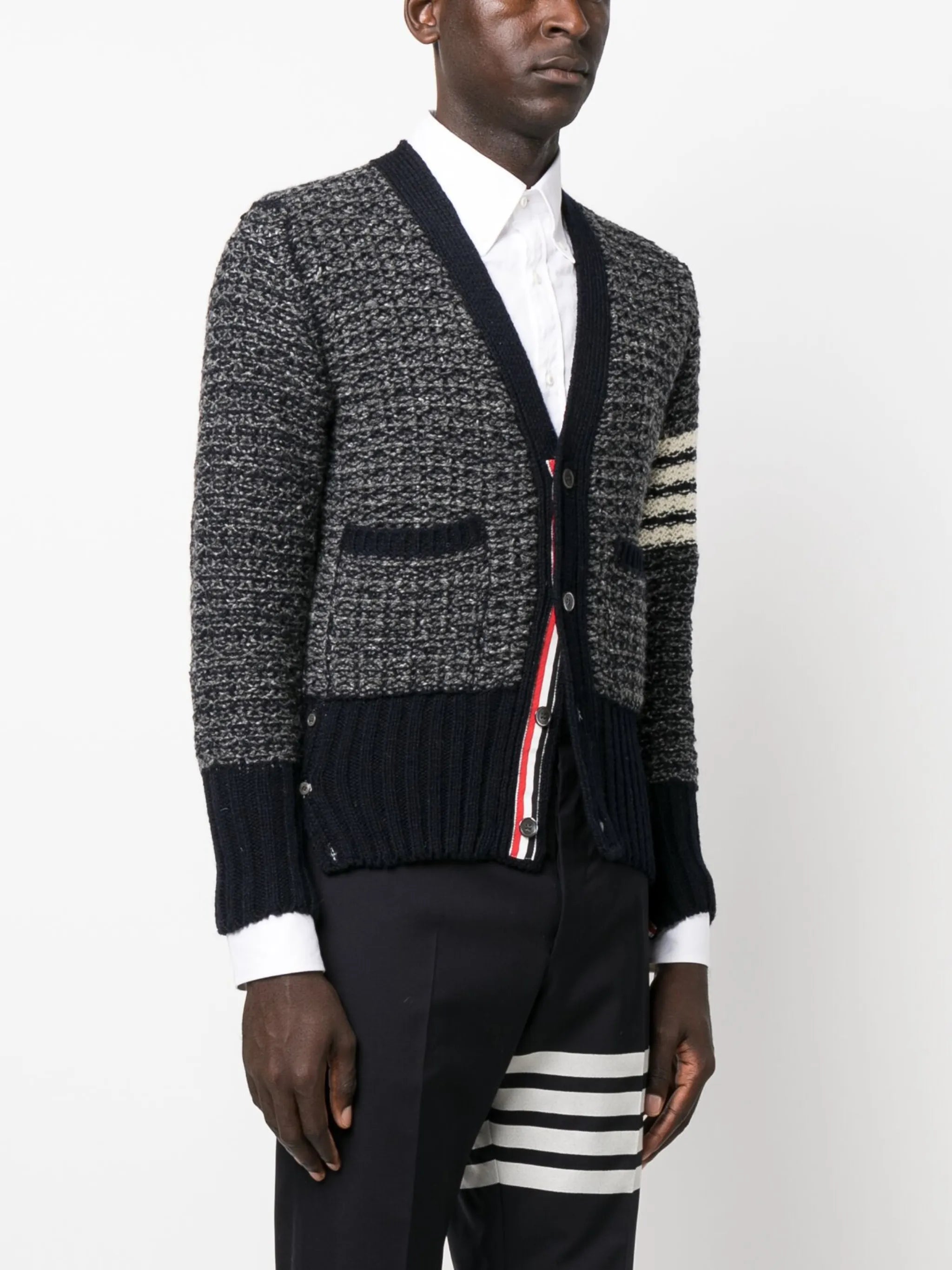 4-Bar mélange-effect cardigan