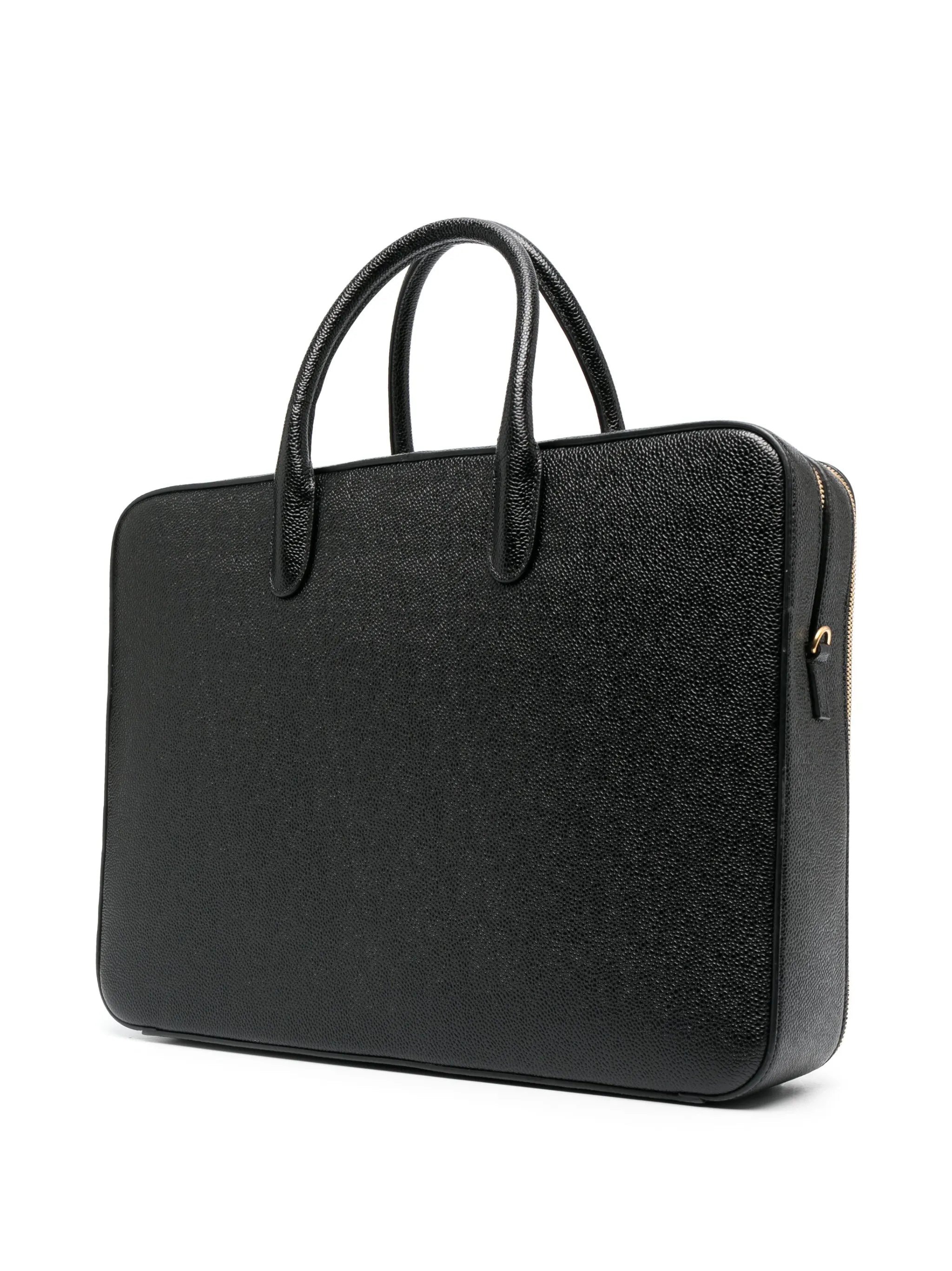 pebble grain double compartment business bag