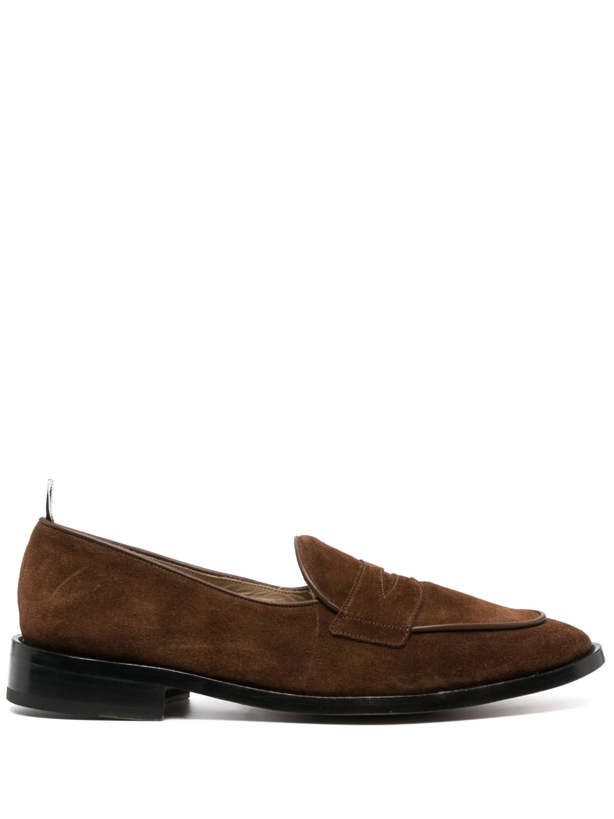 Suede varsity penny loafers with leather soles