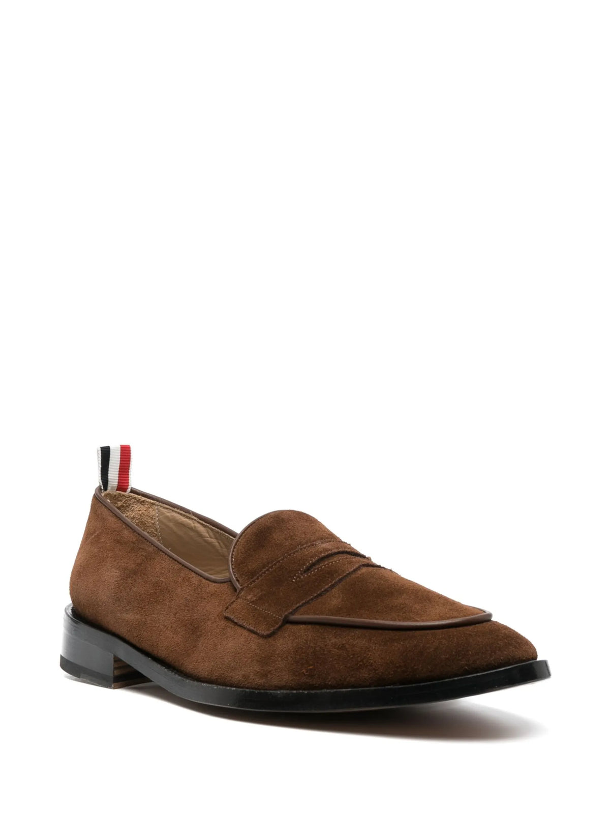 Suede varsity penny loafers with leather soles