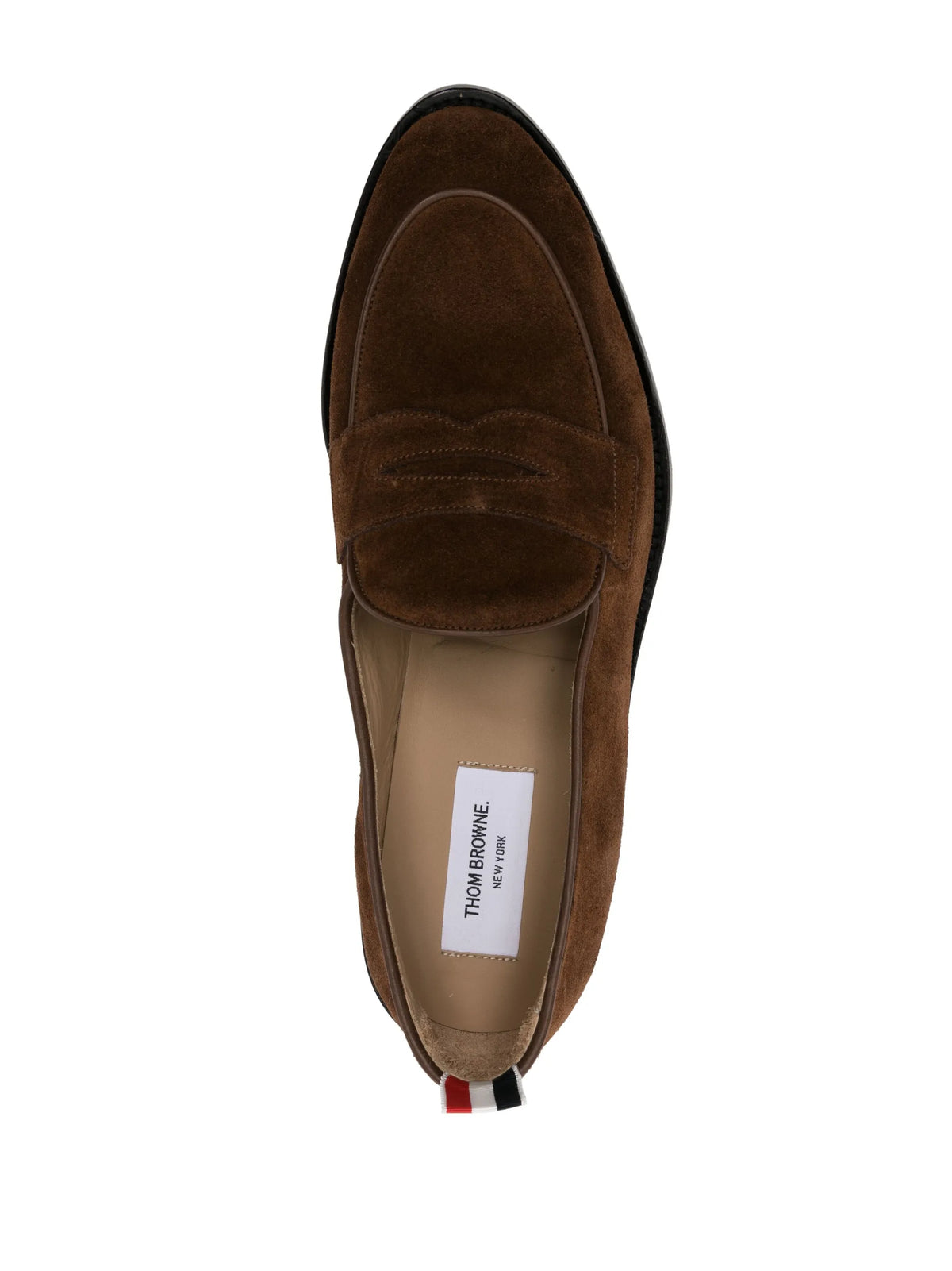 Suede varsity penny loafers with leather soles