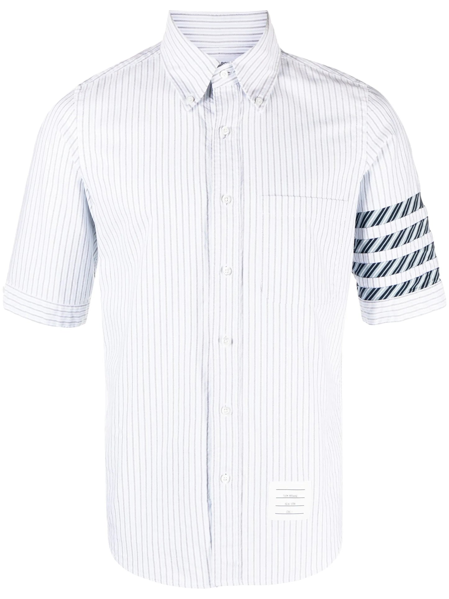 4-Bar stripe short-sleeve cotton shirt