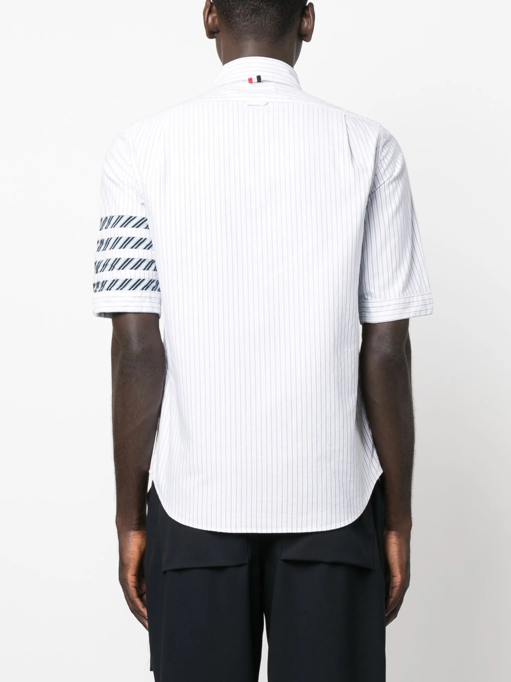 4-Bar stripe short-sleeve cotton shirt