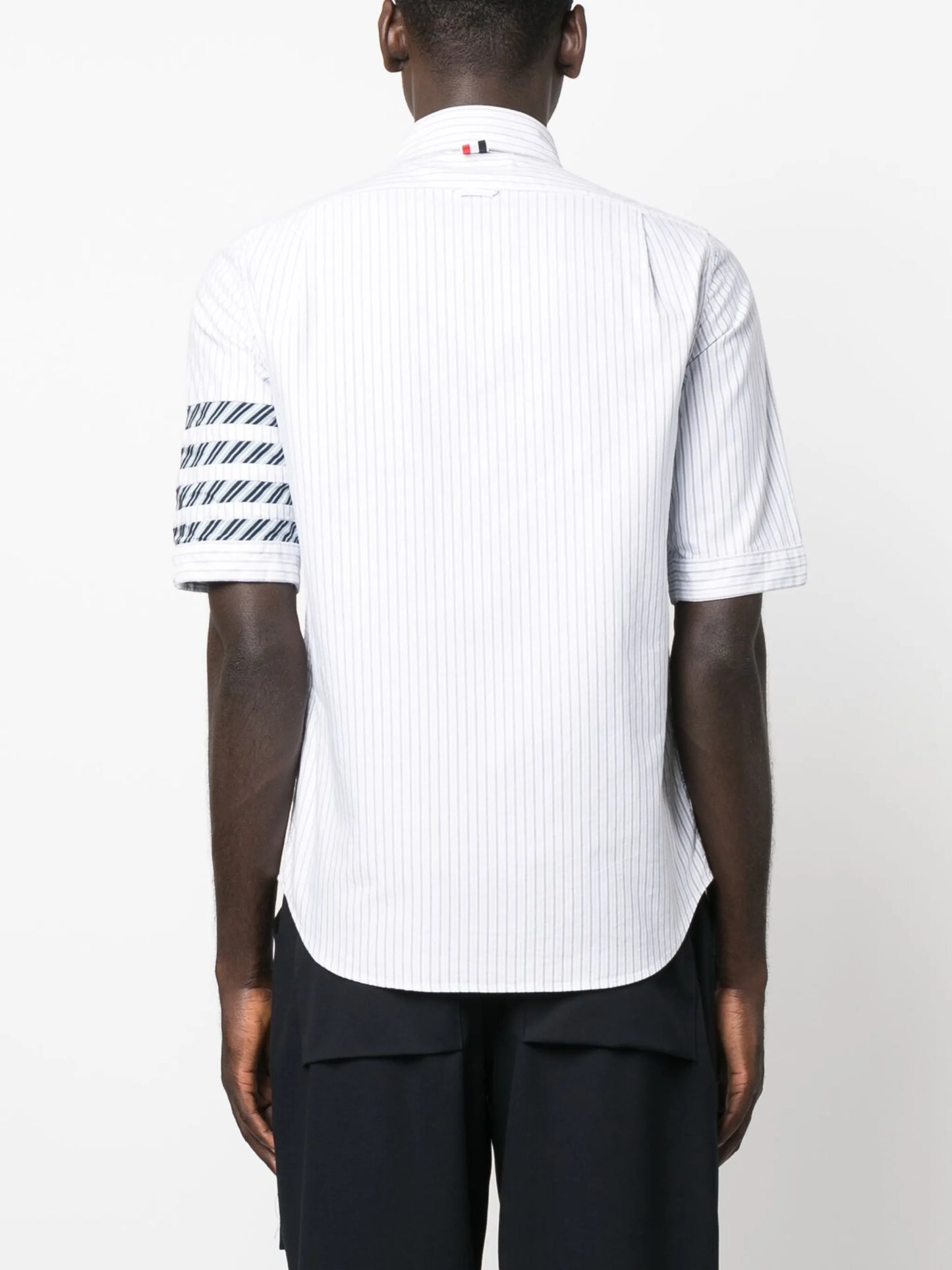 4-Bar stripe short-sleeve cotton shirt