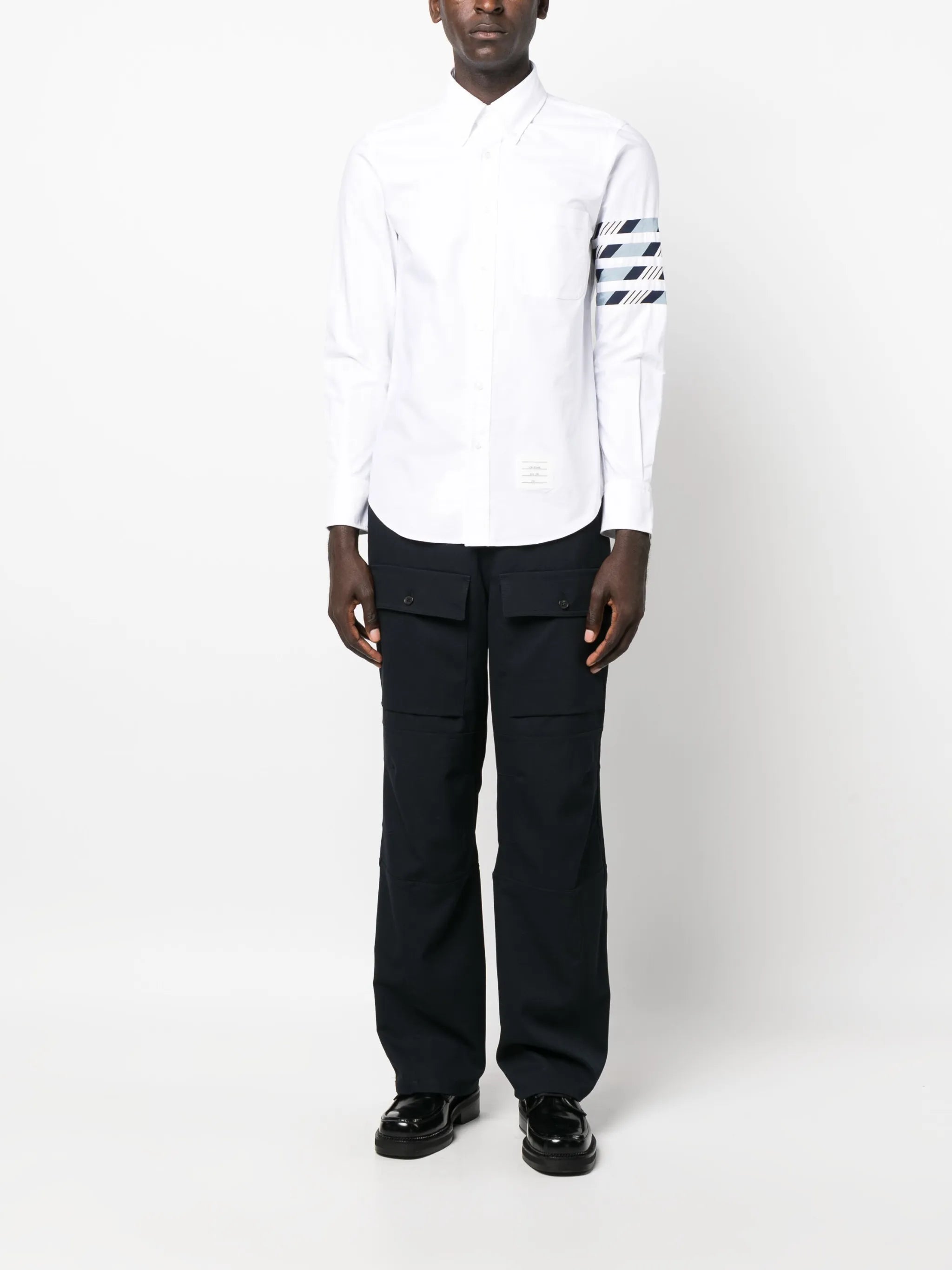 4-bar stripe cotton shirt
