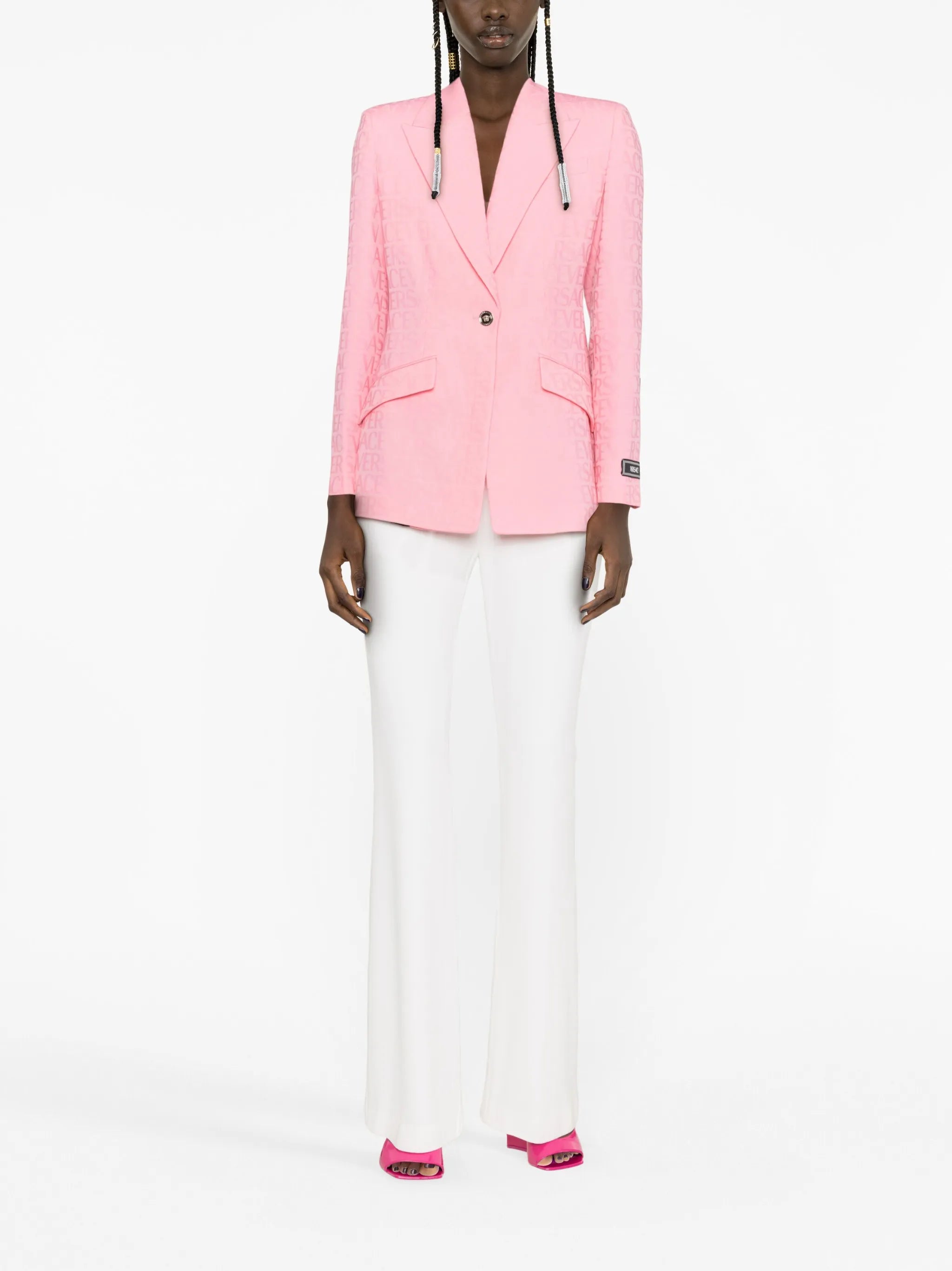 Allover-jacquard wool blazer