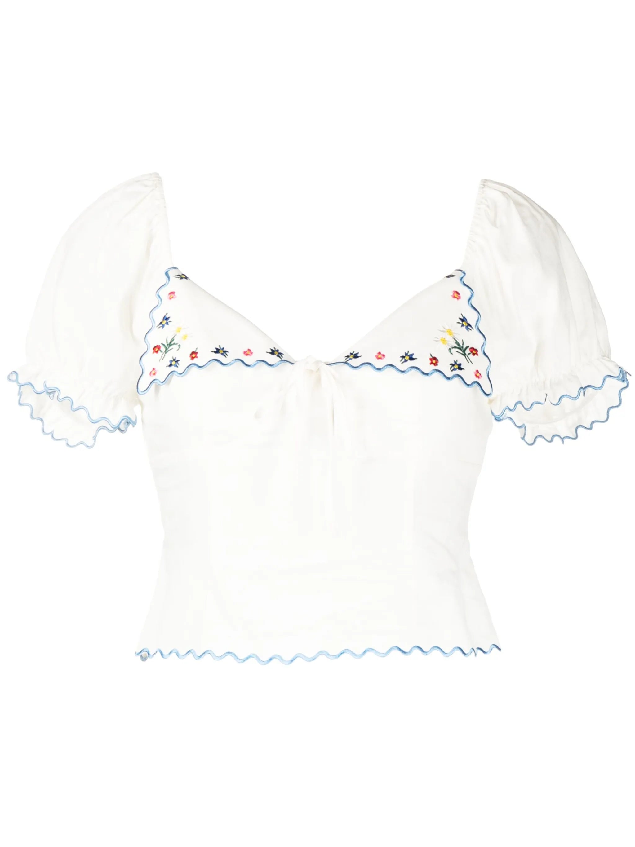 Didi floral-embroidery scalloped blouse
