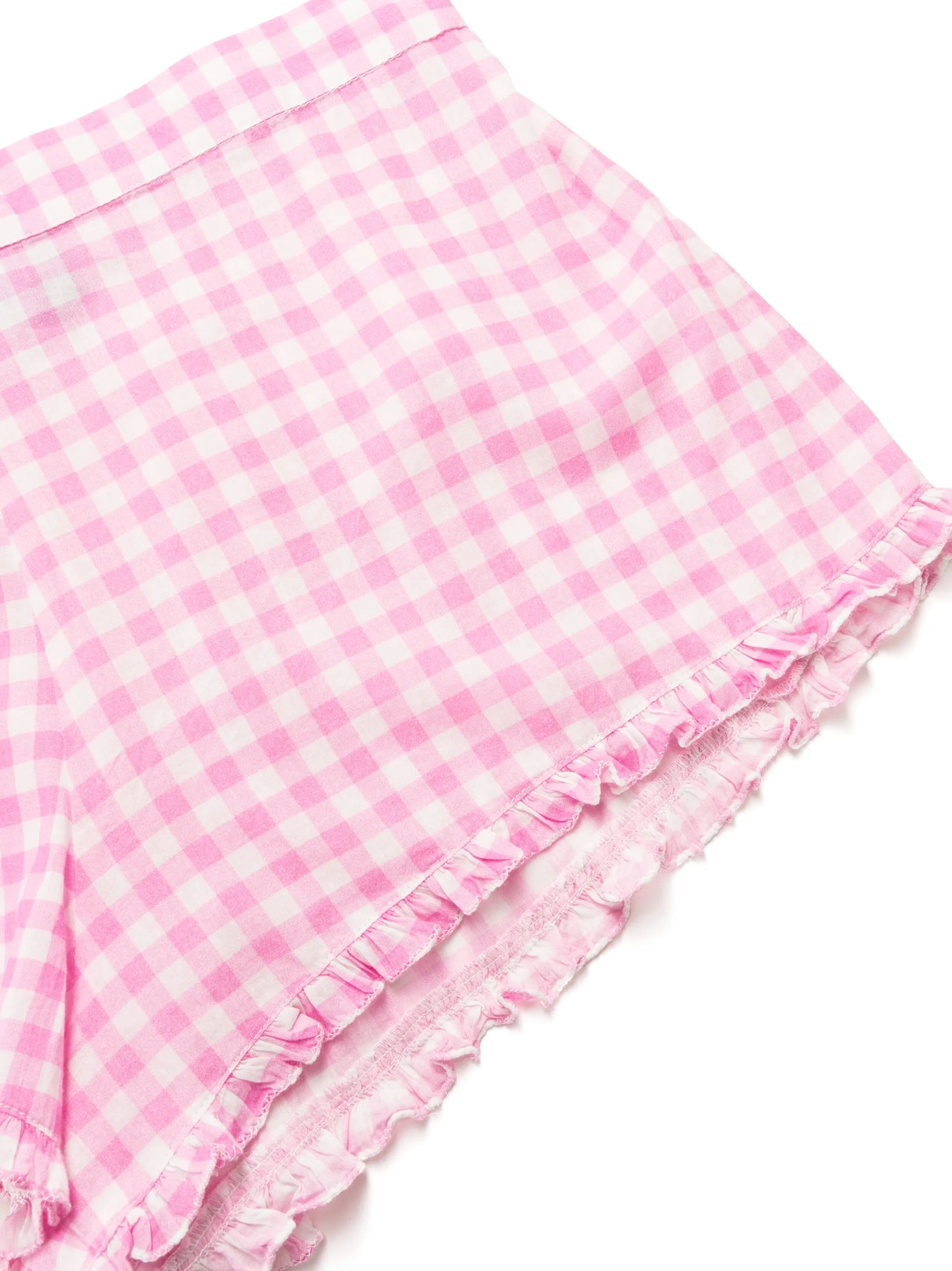 Alva gingham check-pattern nightwear set