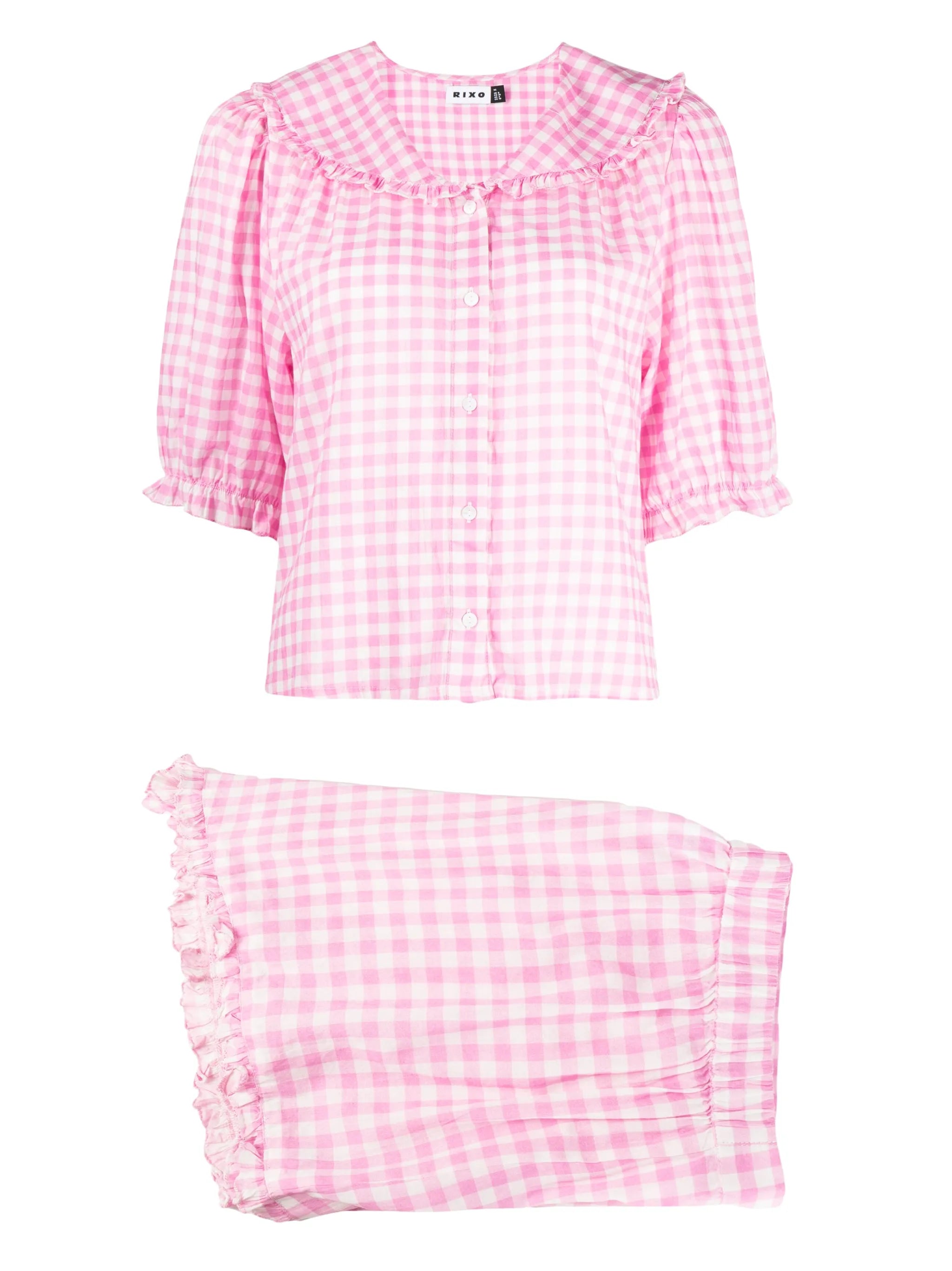 Alva gingham check-pattern nightwear set