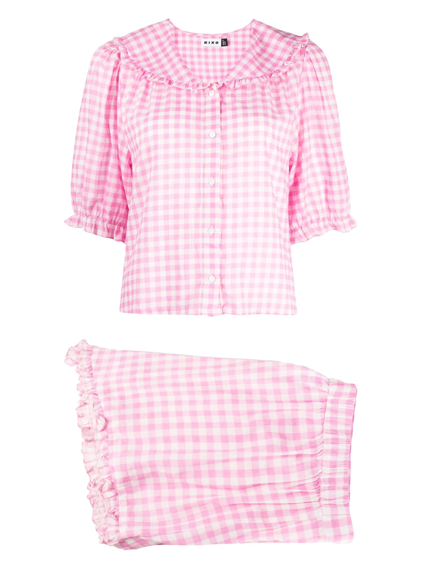 Alva gingham check-pattern nightwear set