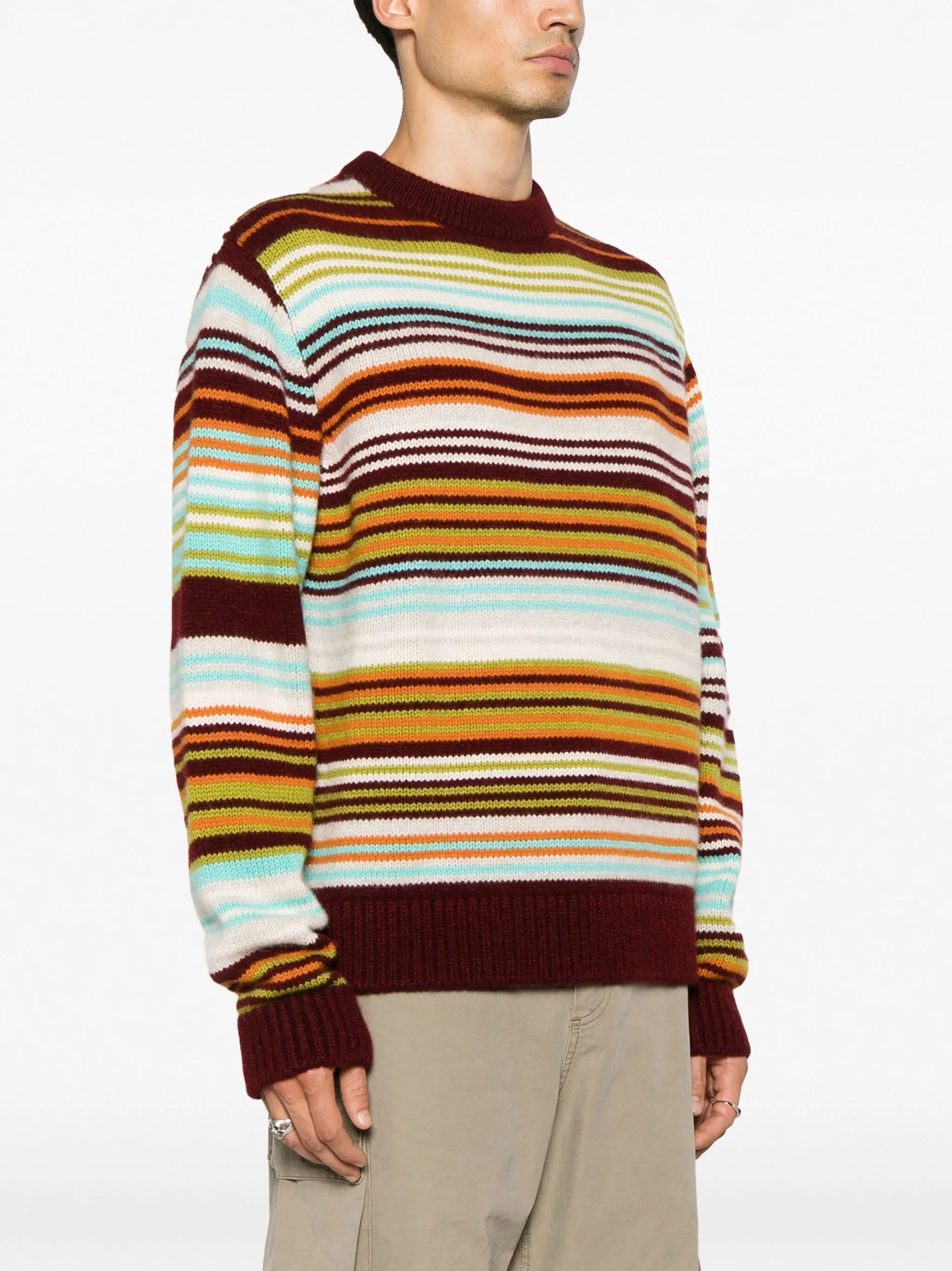 striped intarsia-knit jumper