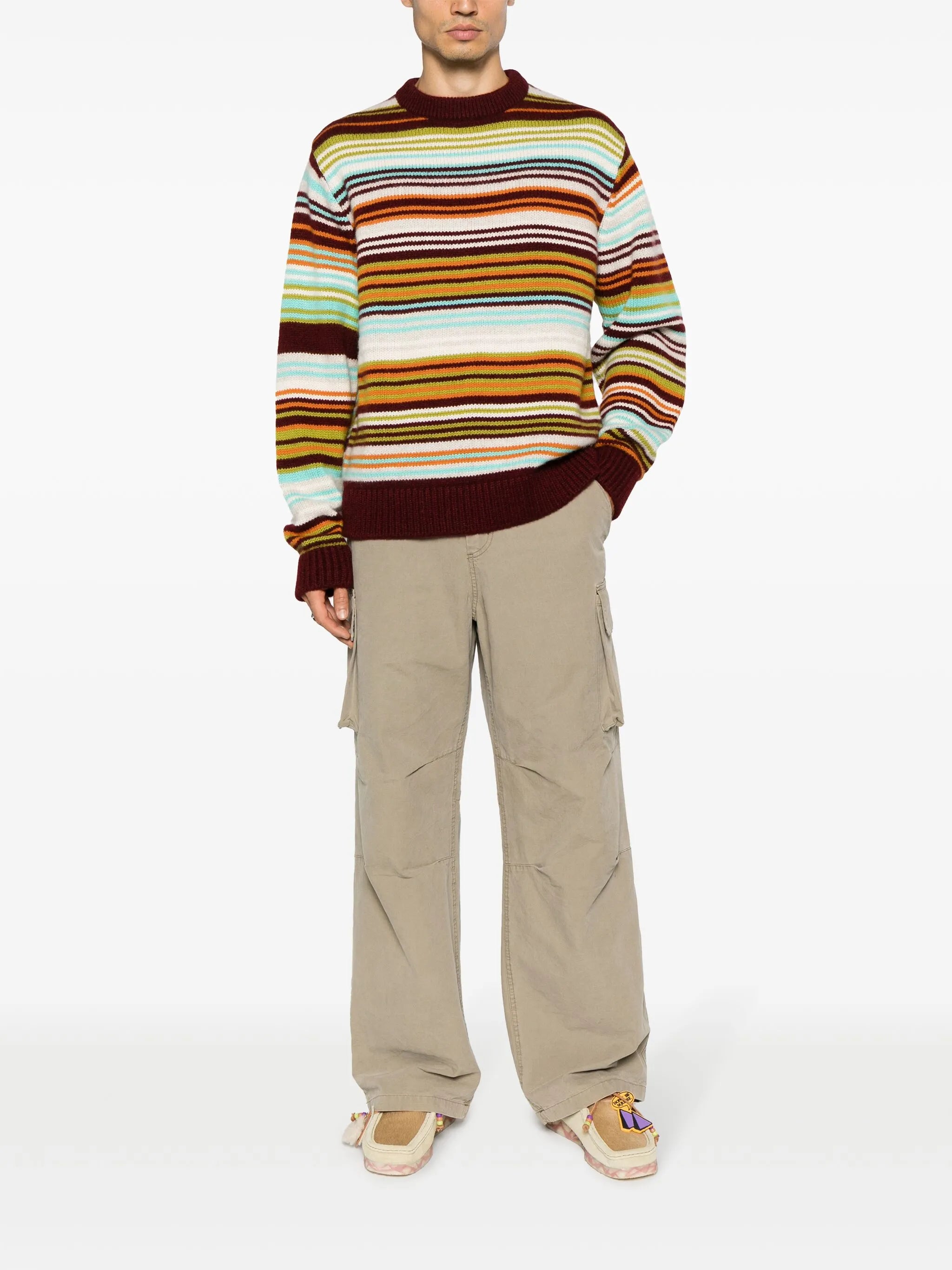 striped intarsia-knit jumper