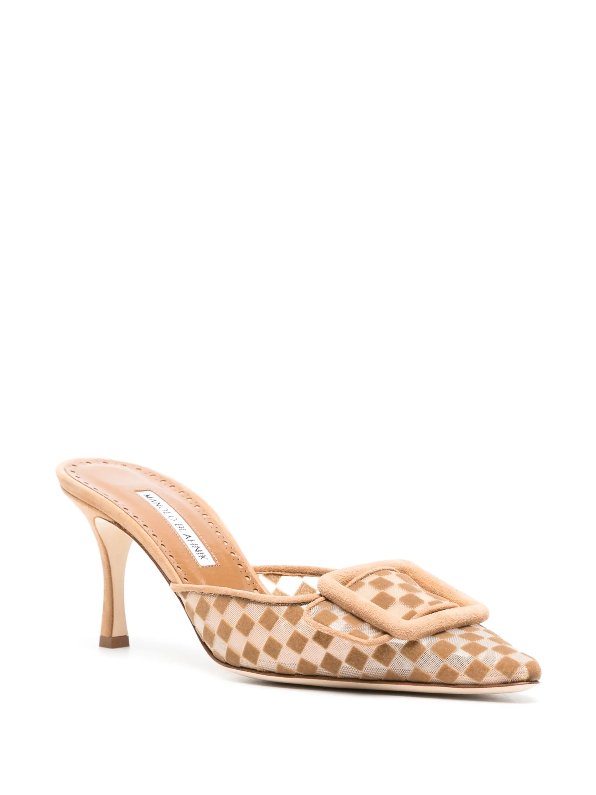 Maysale 70mm flocked tulle mules