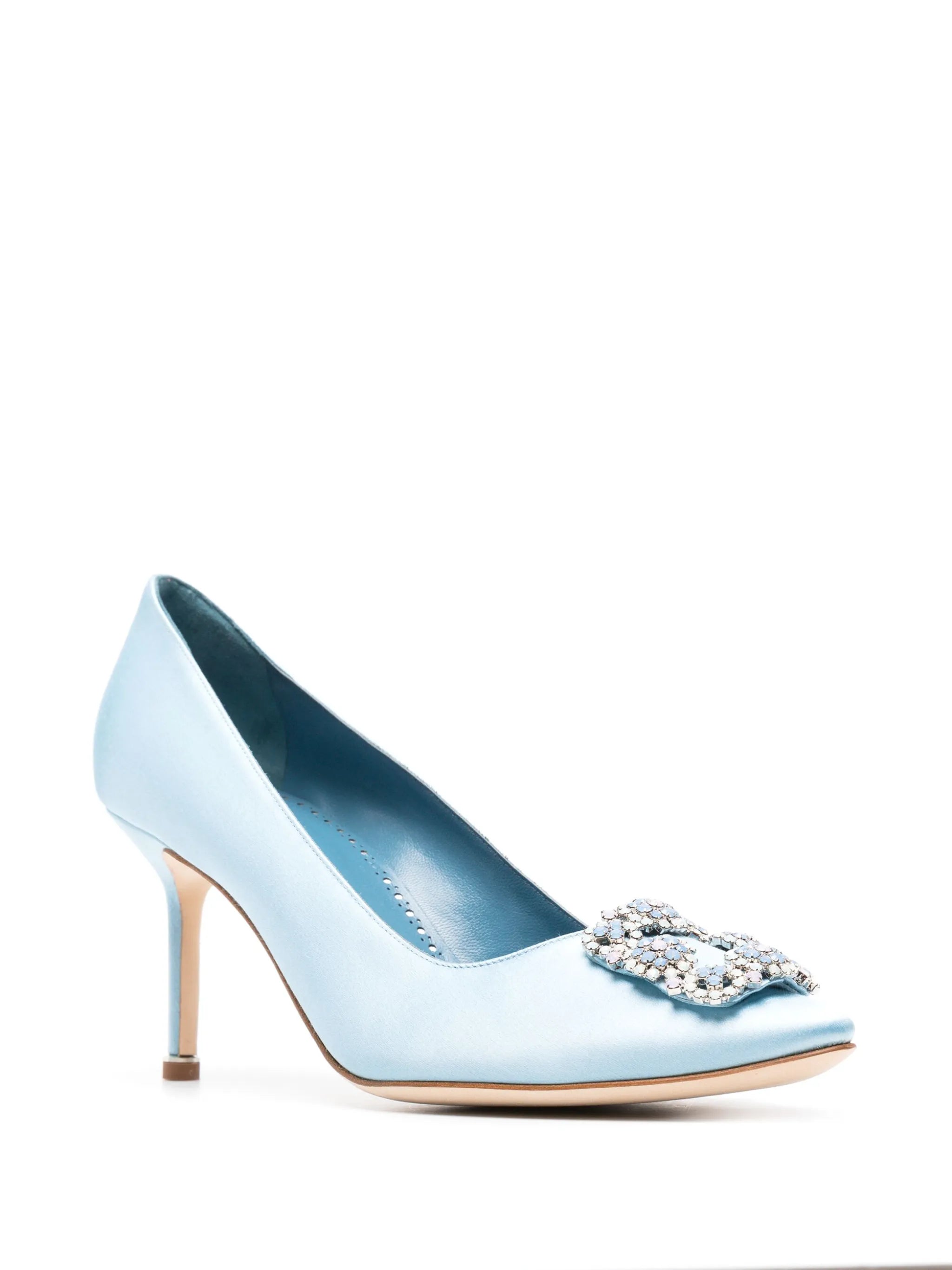 Hangisi 70mm crystal satin pumps