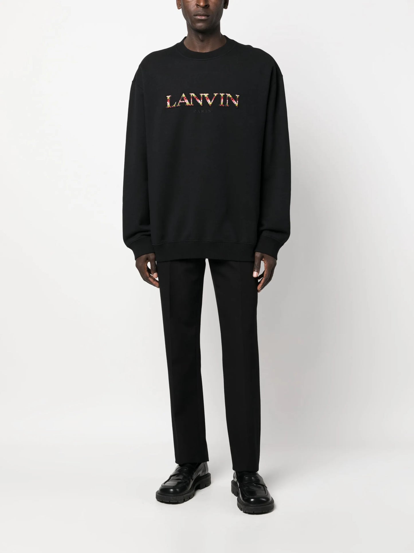 embroidered logo crew neck sweatshirt