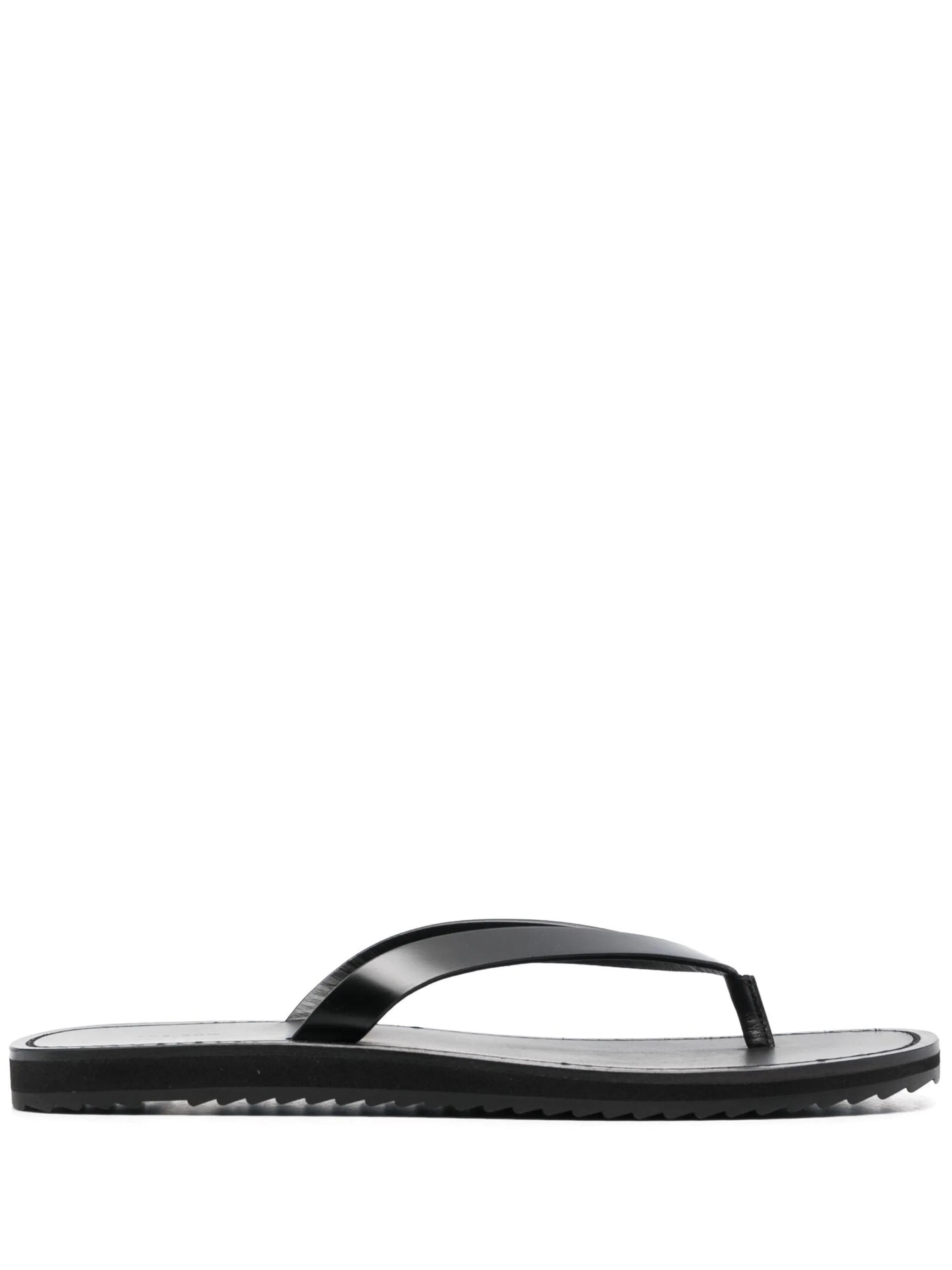 thong-strap leather flip flops