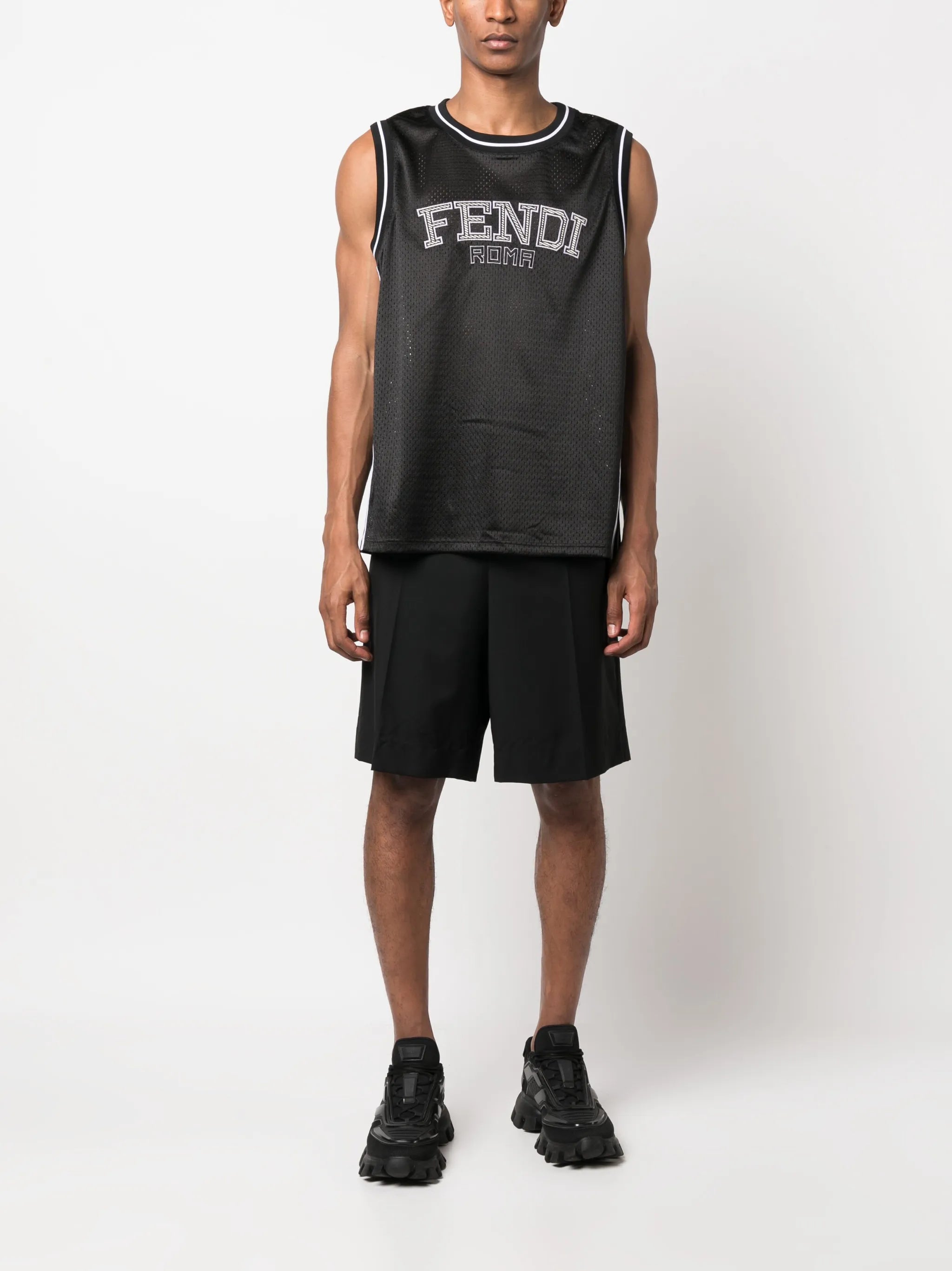 logo-embroidered tank top
