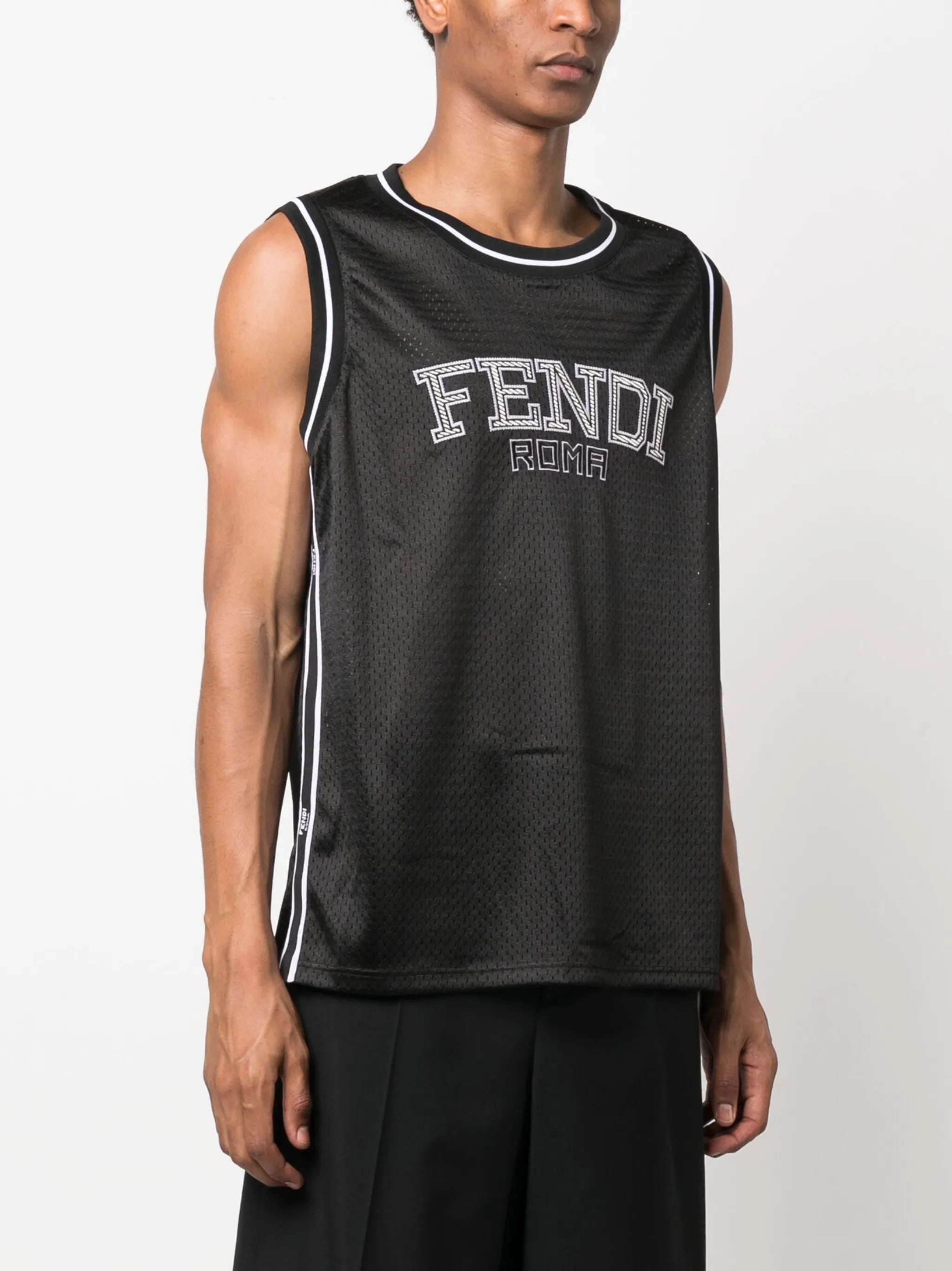 logo-embroidered tank top