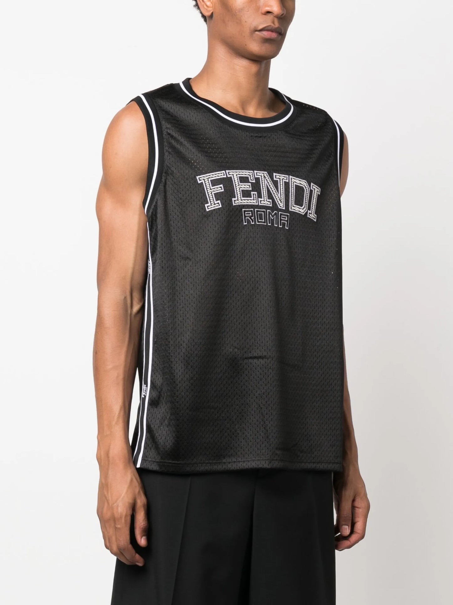 logo-embroidered tank top