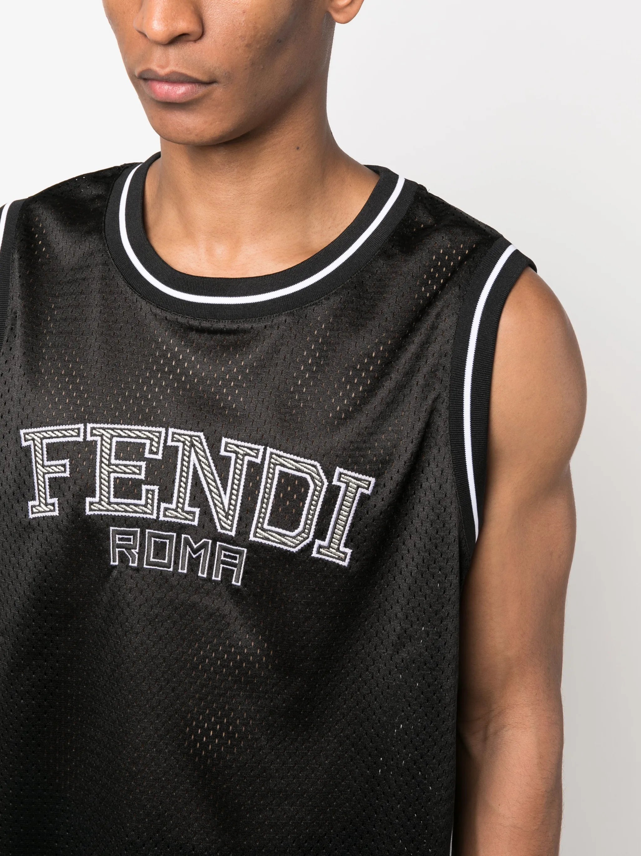 logo-embroidered tank top