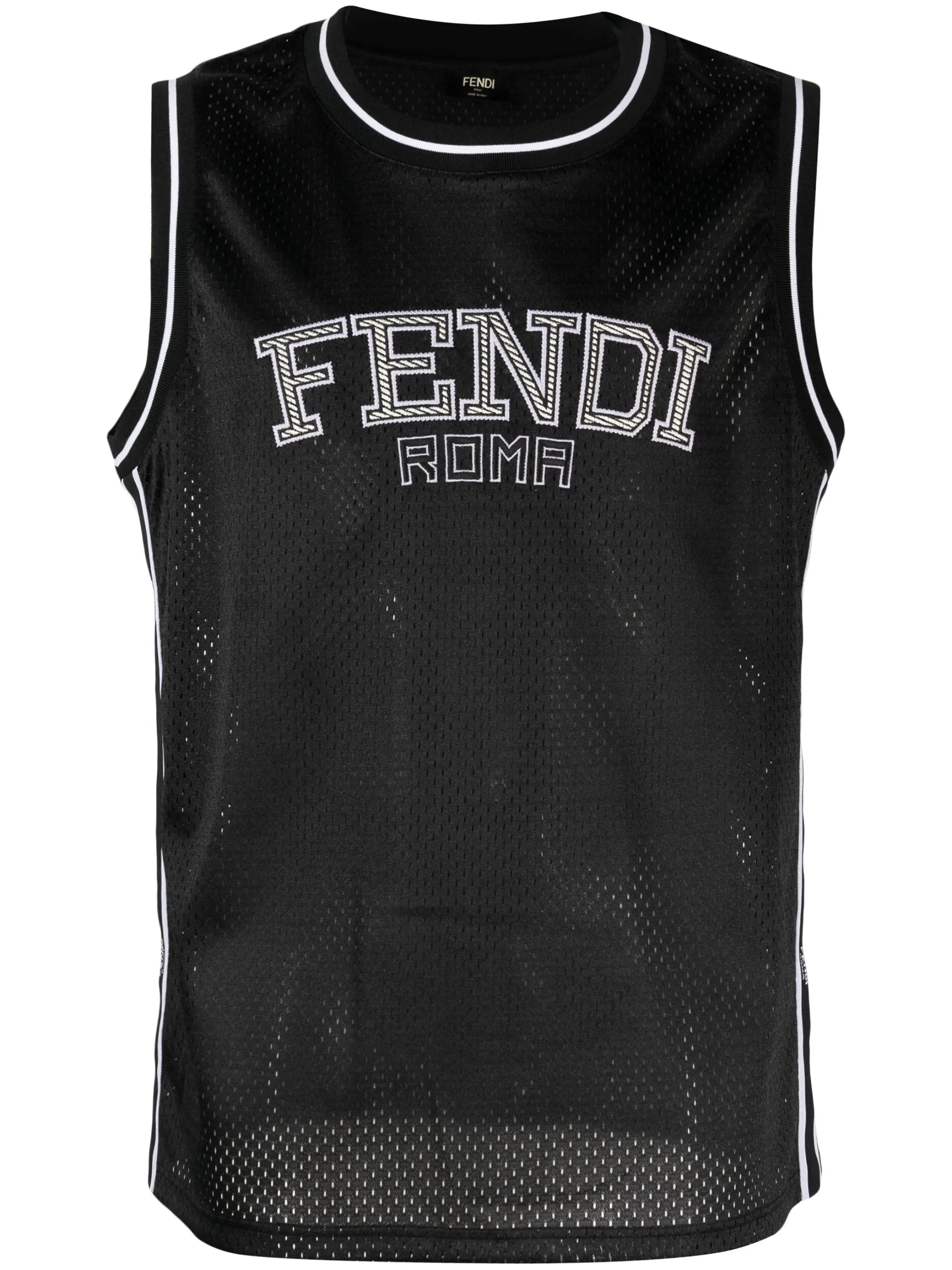 logo-embroidered tank top