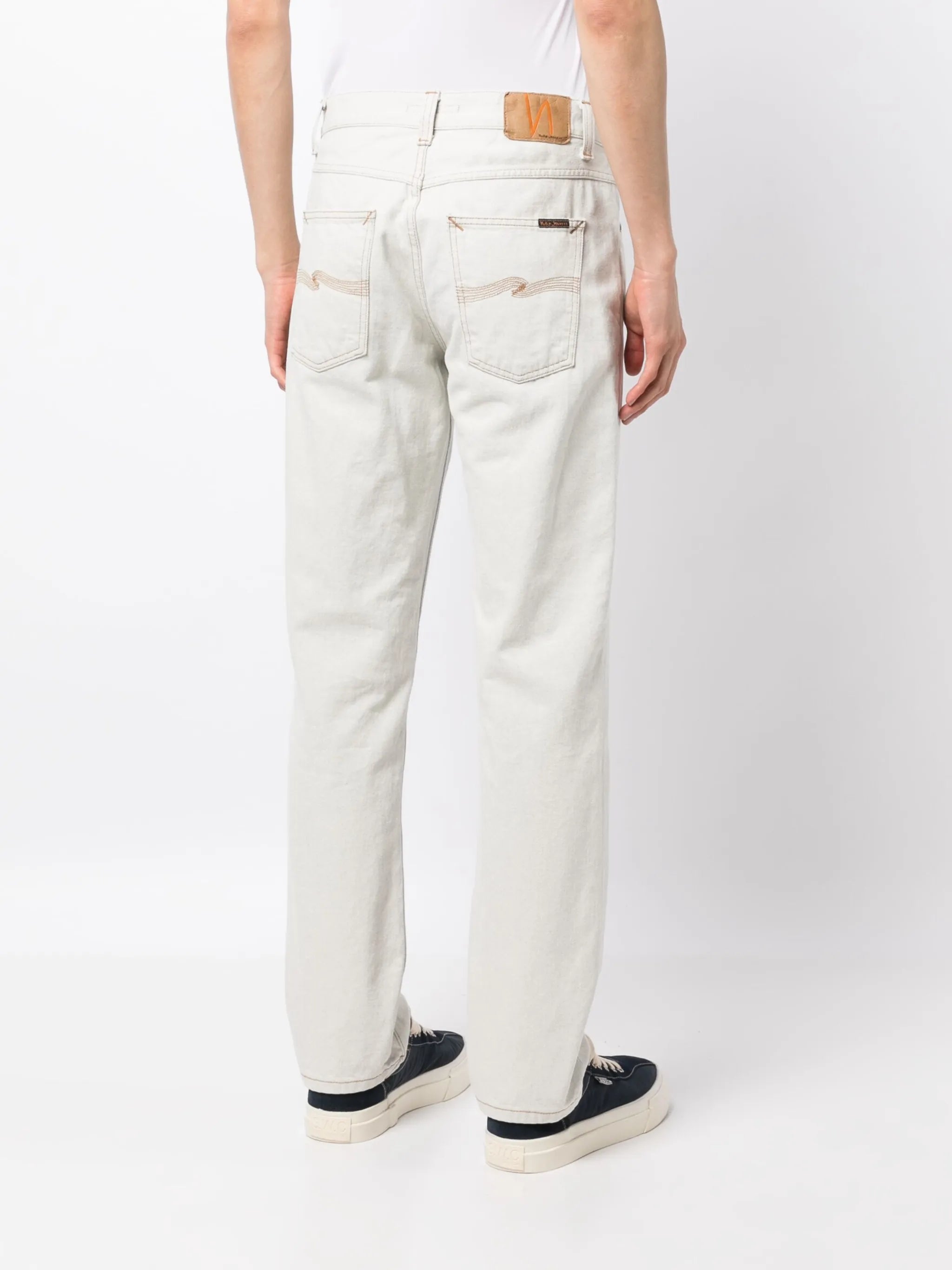 mid-rise straight-leg jeans