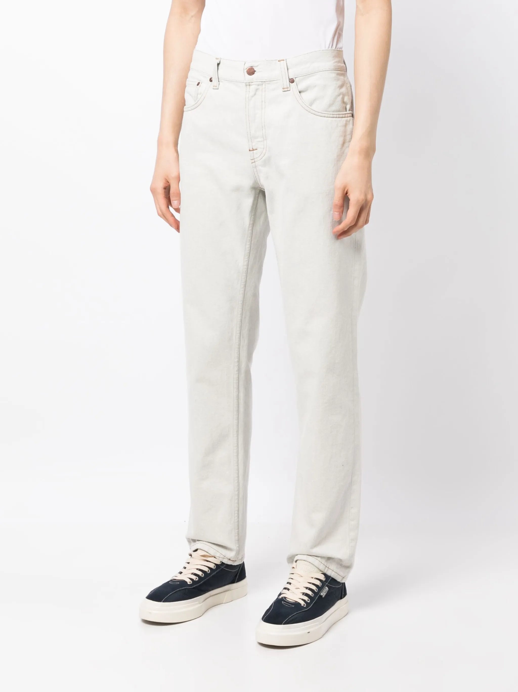mid-rise straight-leg jeans