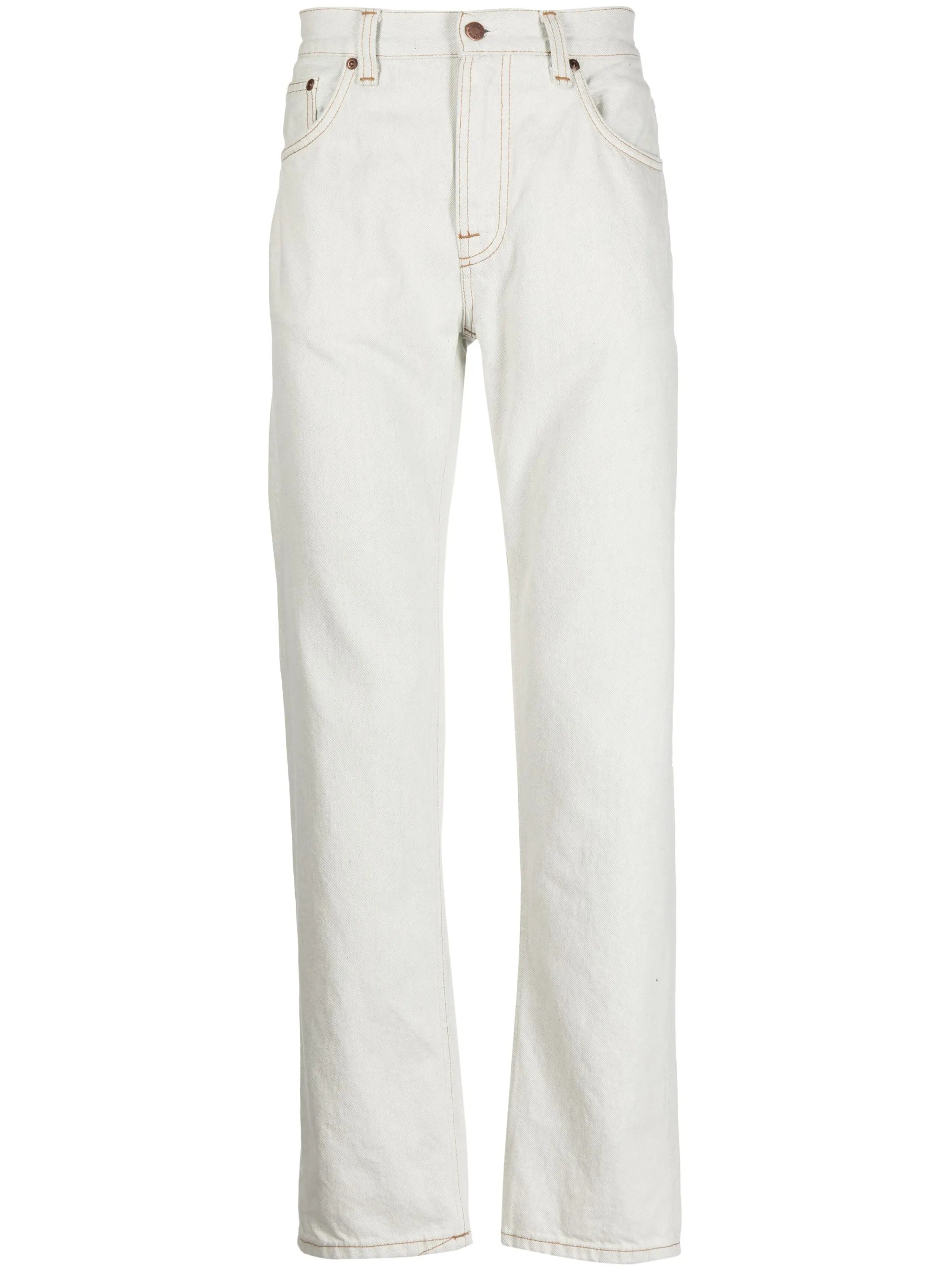 mid-rise straight-leg jeans