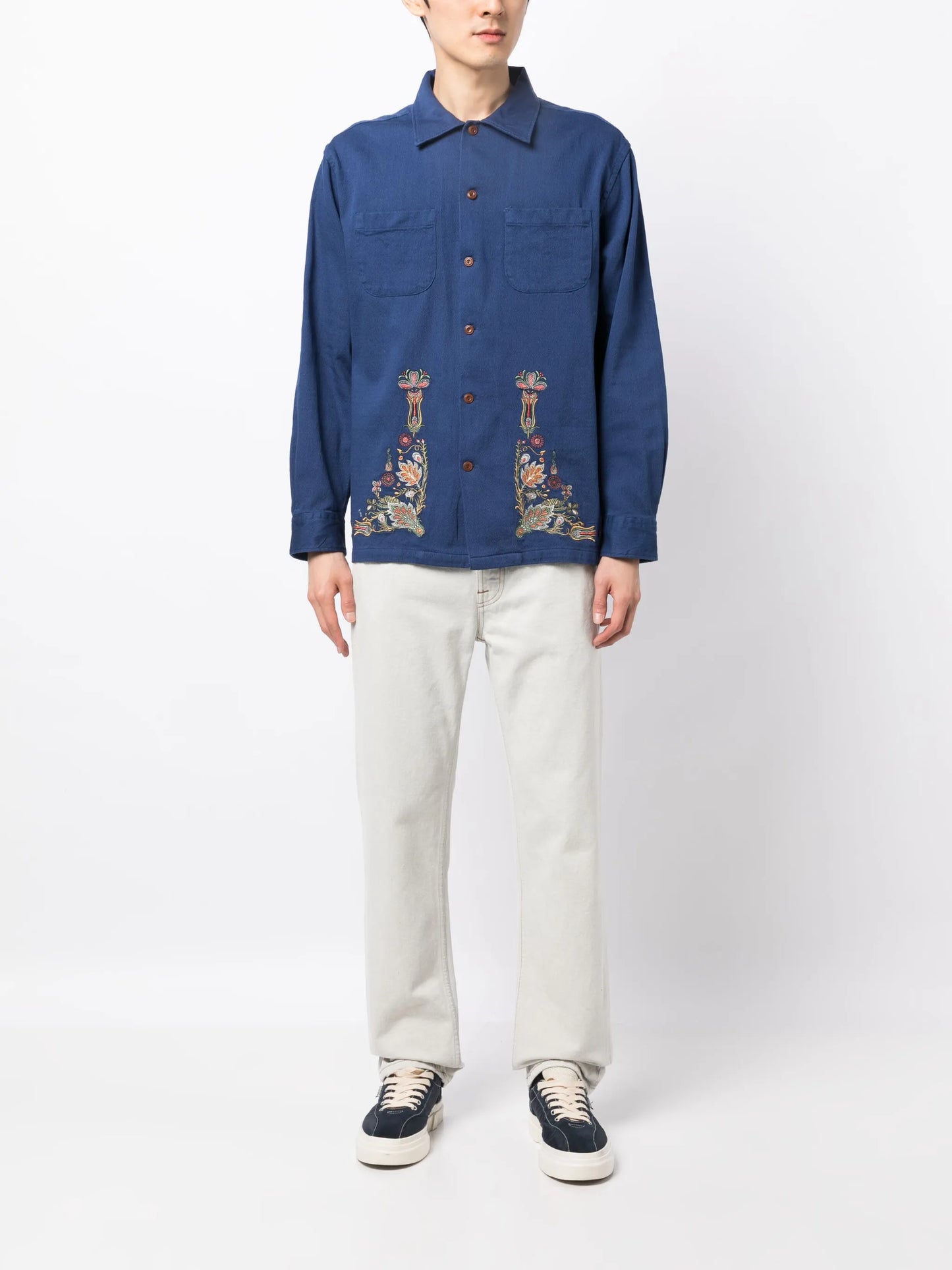 mid-rise straight-leg jeans