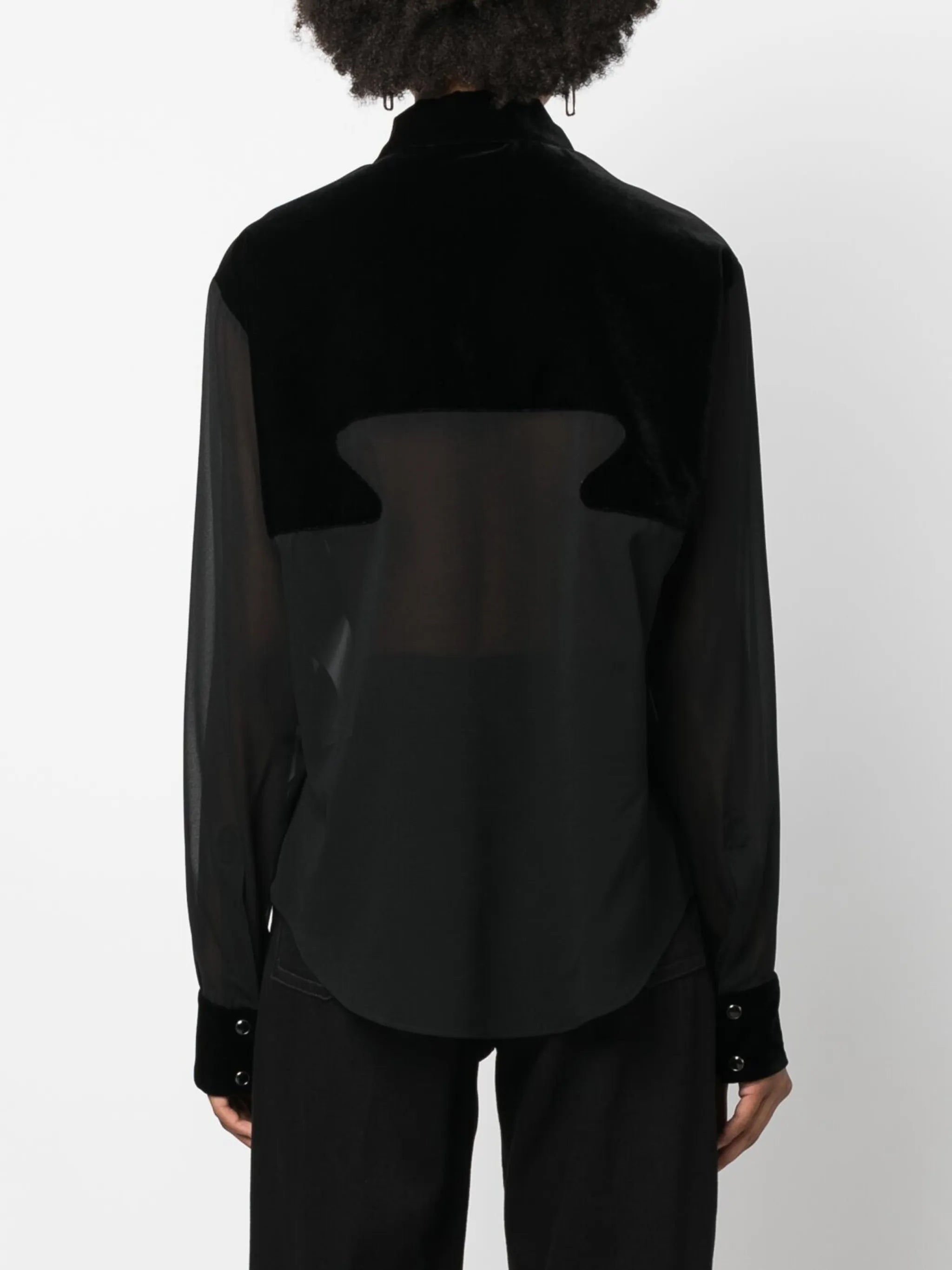 panelled buttoned silk shirt