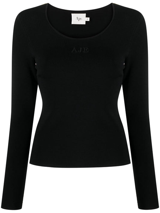 Clementine logo-embroidered knitted top