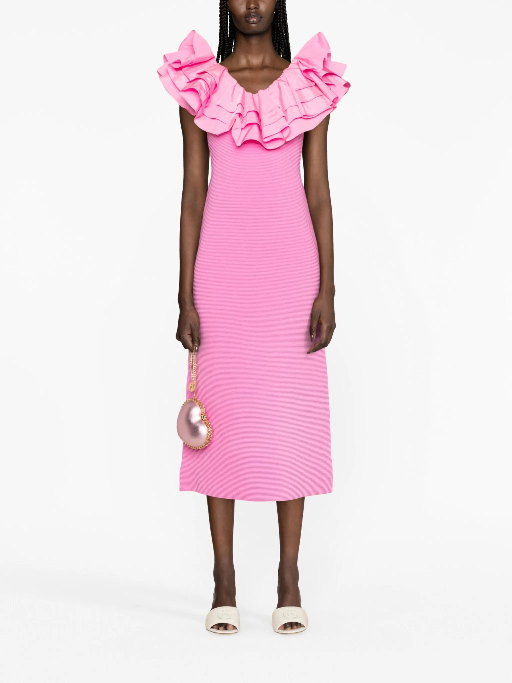 Transcendent ruffle midi dress